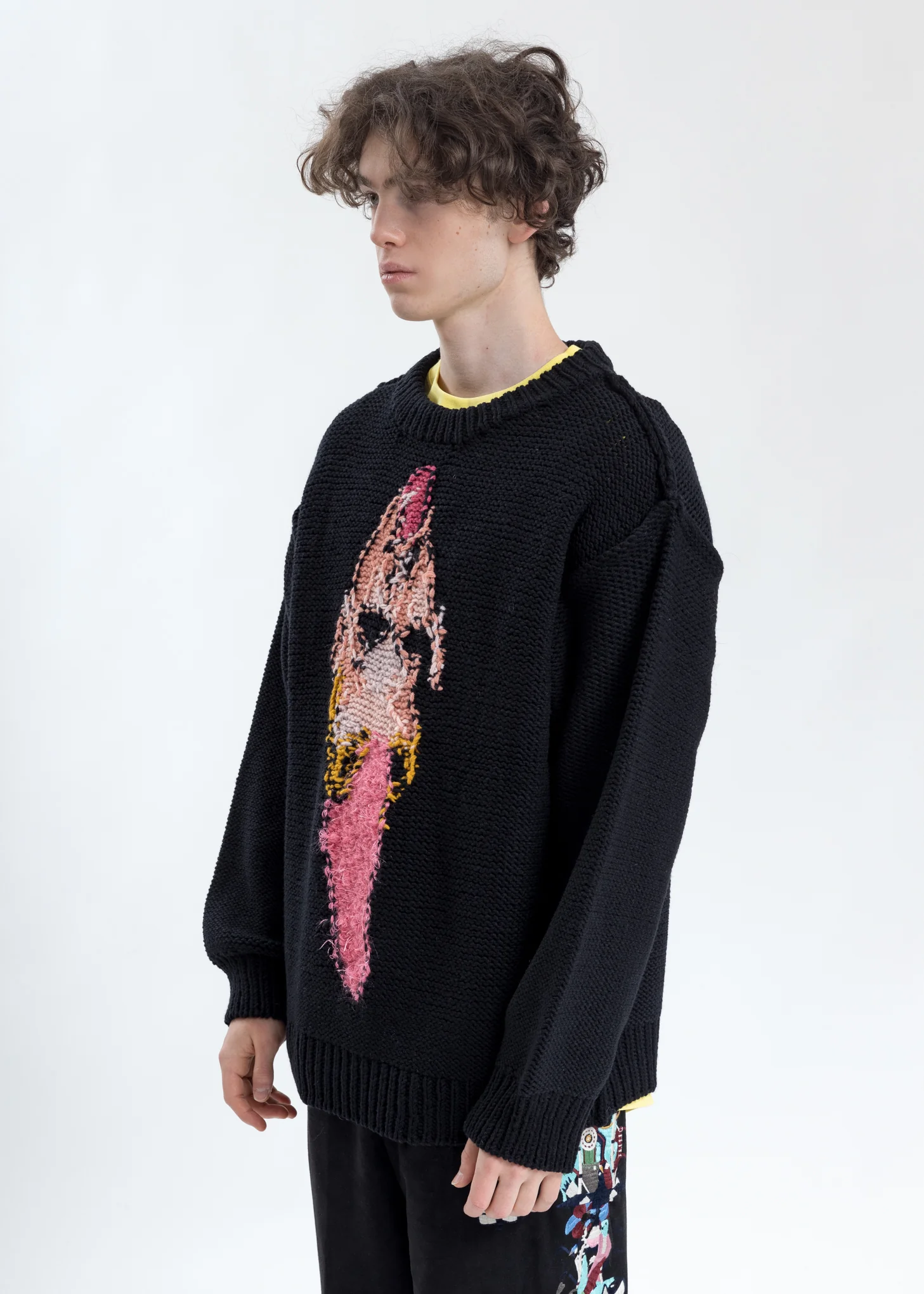 Black Hand-Knitting Jacquard Pullover - Image 4