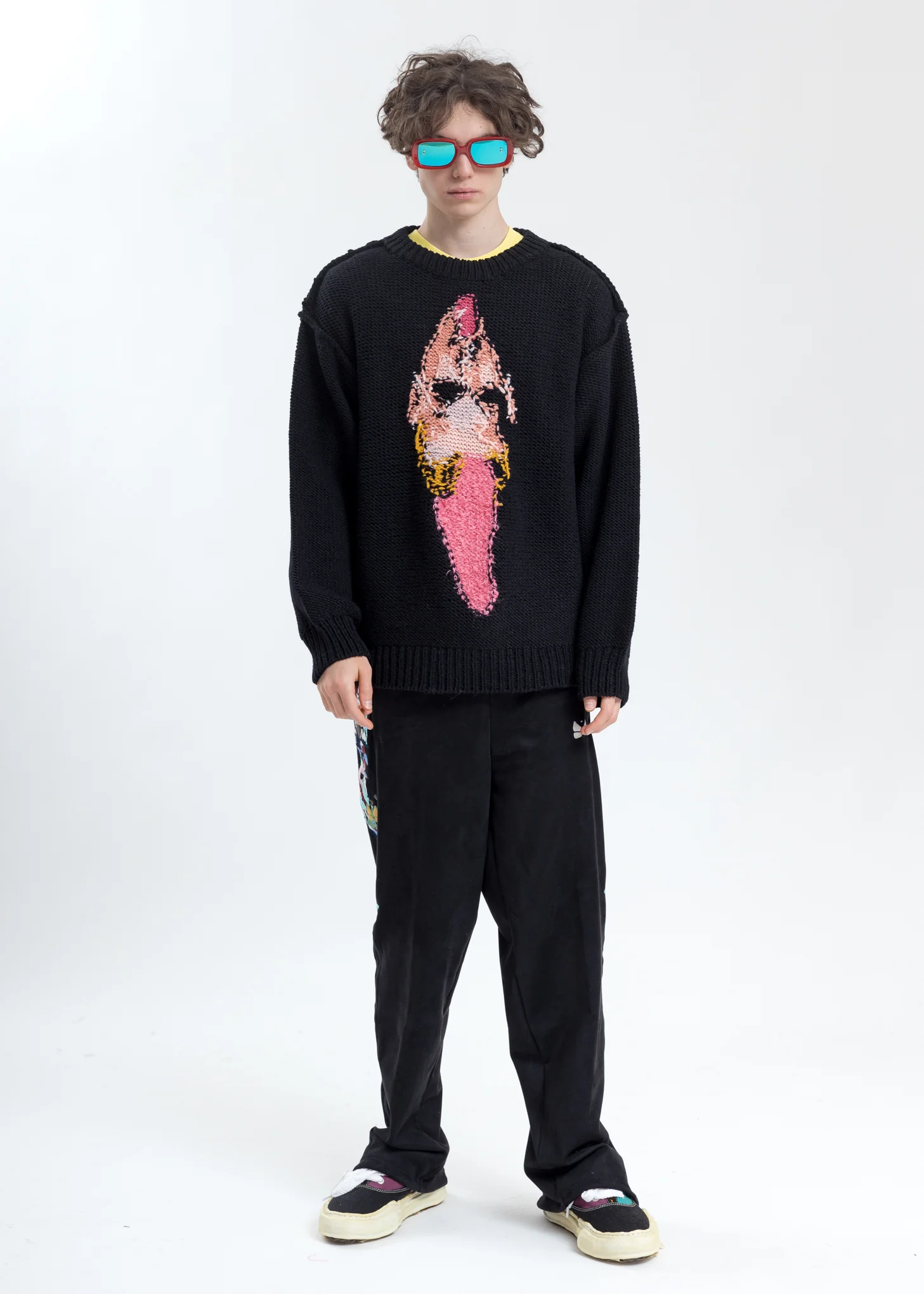 Black Hand-Knitting Jacquard Pullover - Image 7