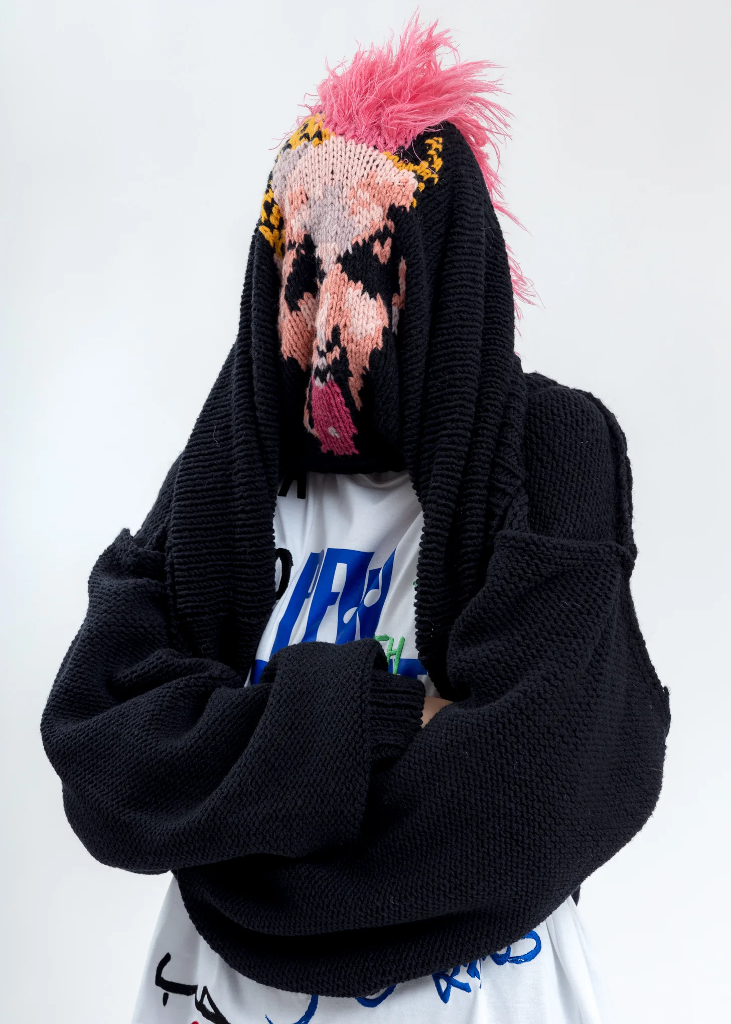 Black Hand-Knitting Jacquard Pullover - Image 2