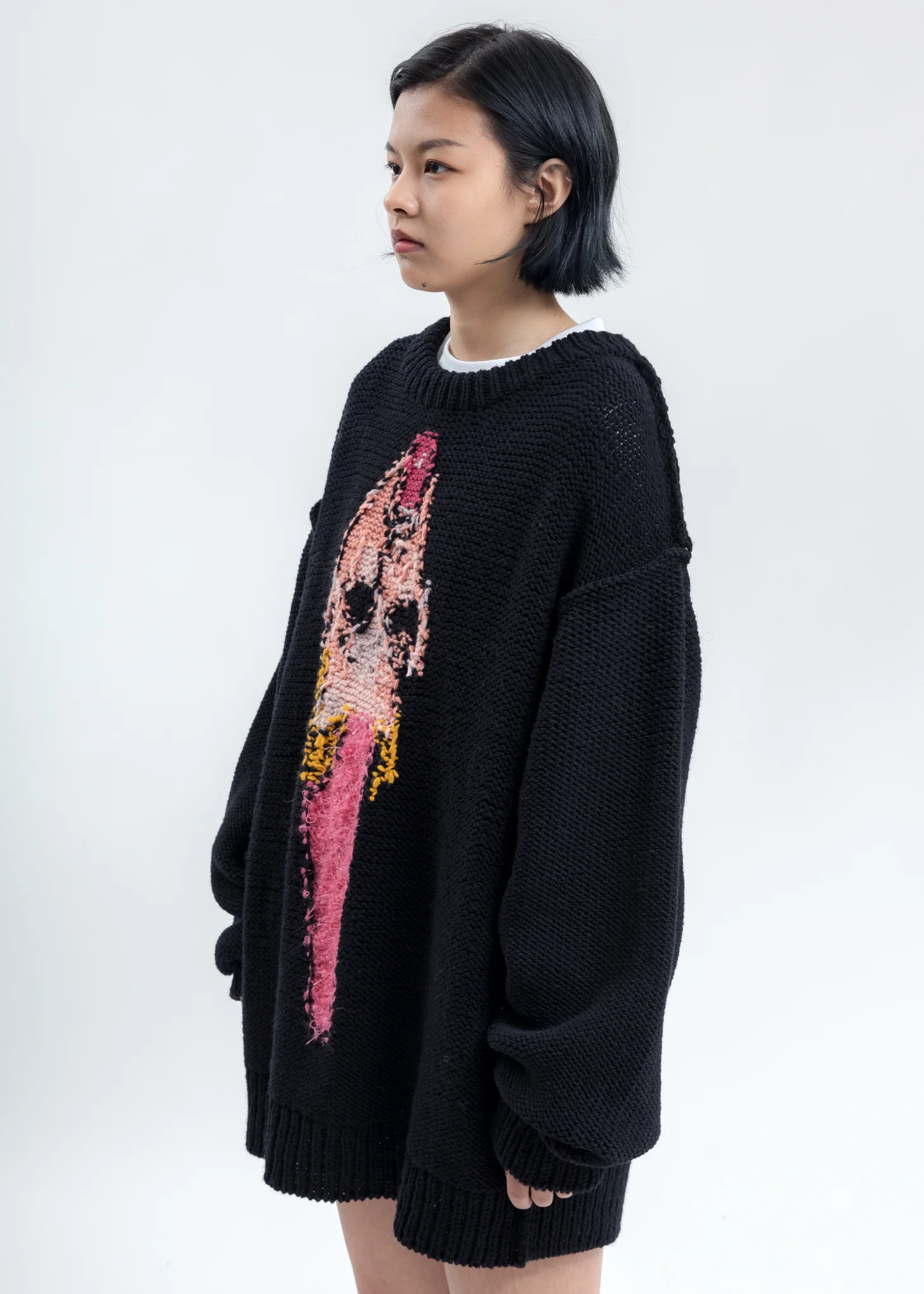 Black Hand-Knitting Jacquard Pullover - Image 3