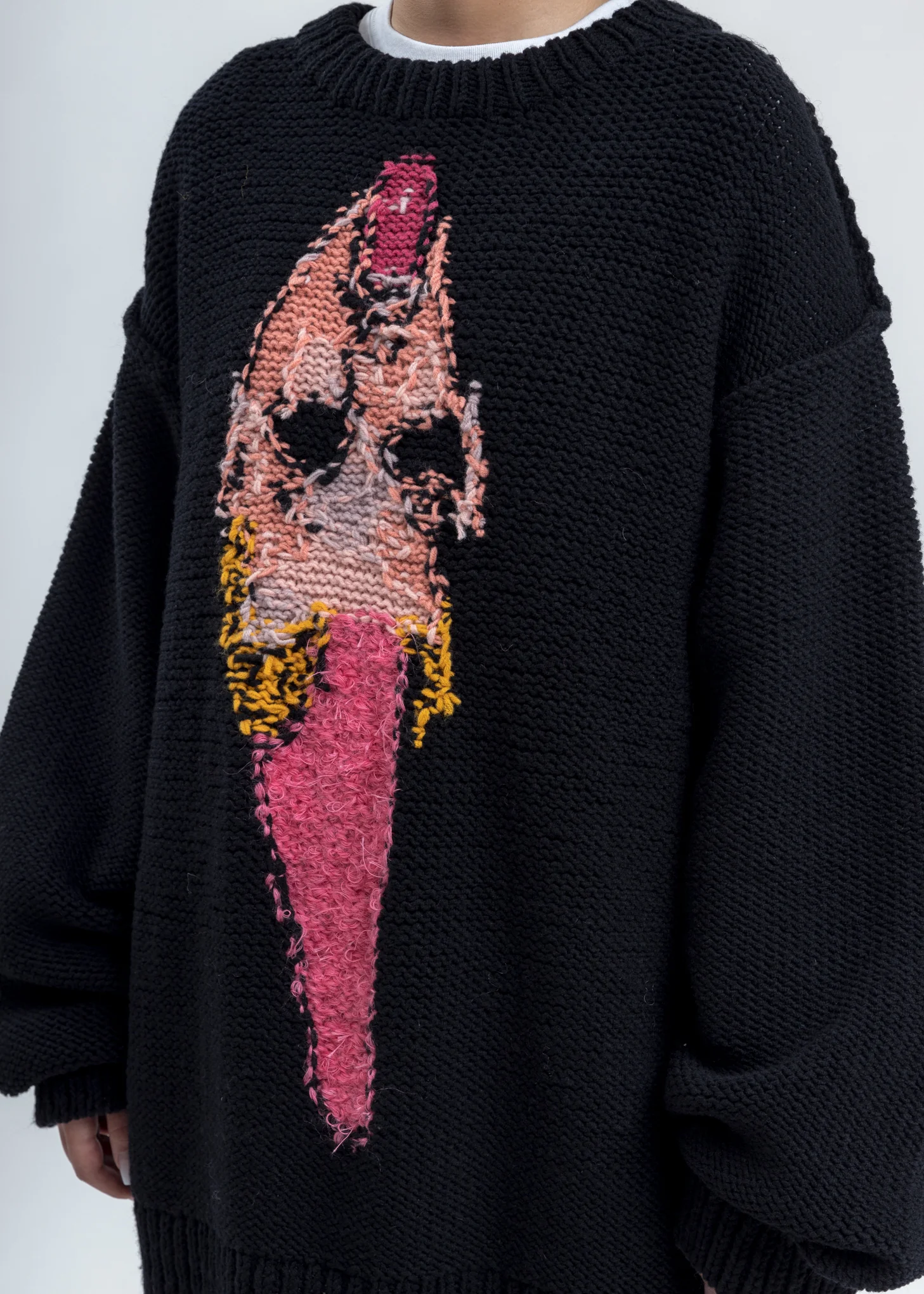 Black Hand-Knitting Jacquard Pullover - Image 5