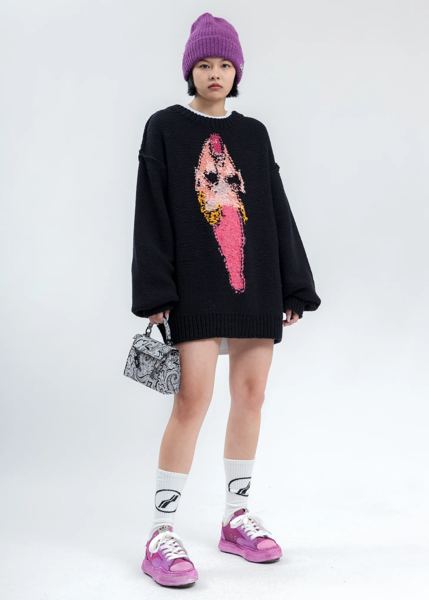 Black Hand-Knitting Jacquard Pullover - Image 6