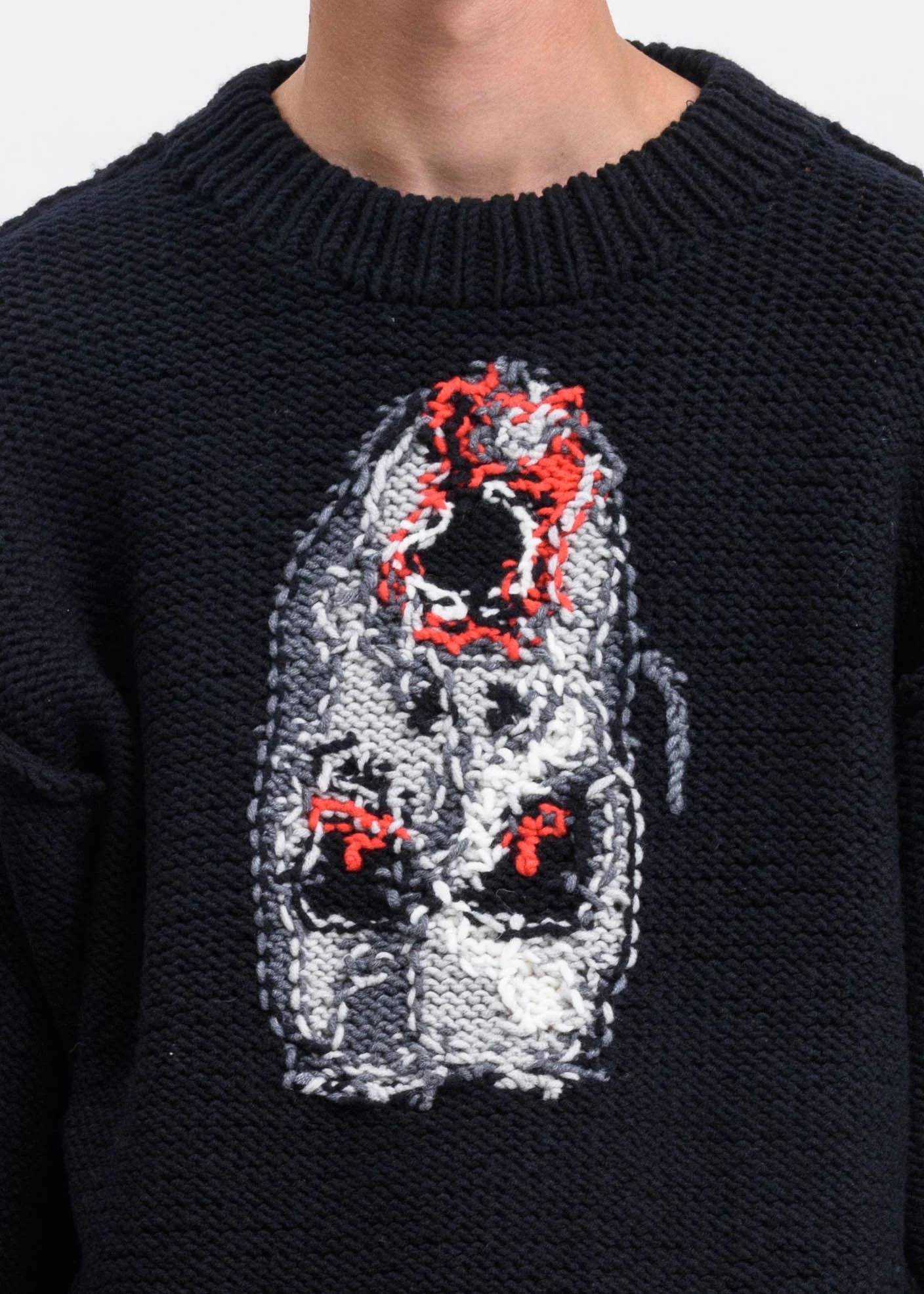 Black Hand Knitting Jacquard Pullover - Image 4
