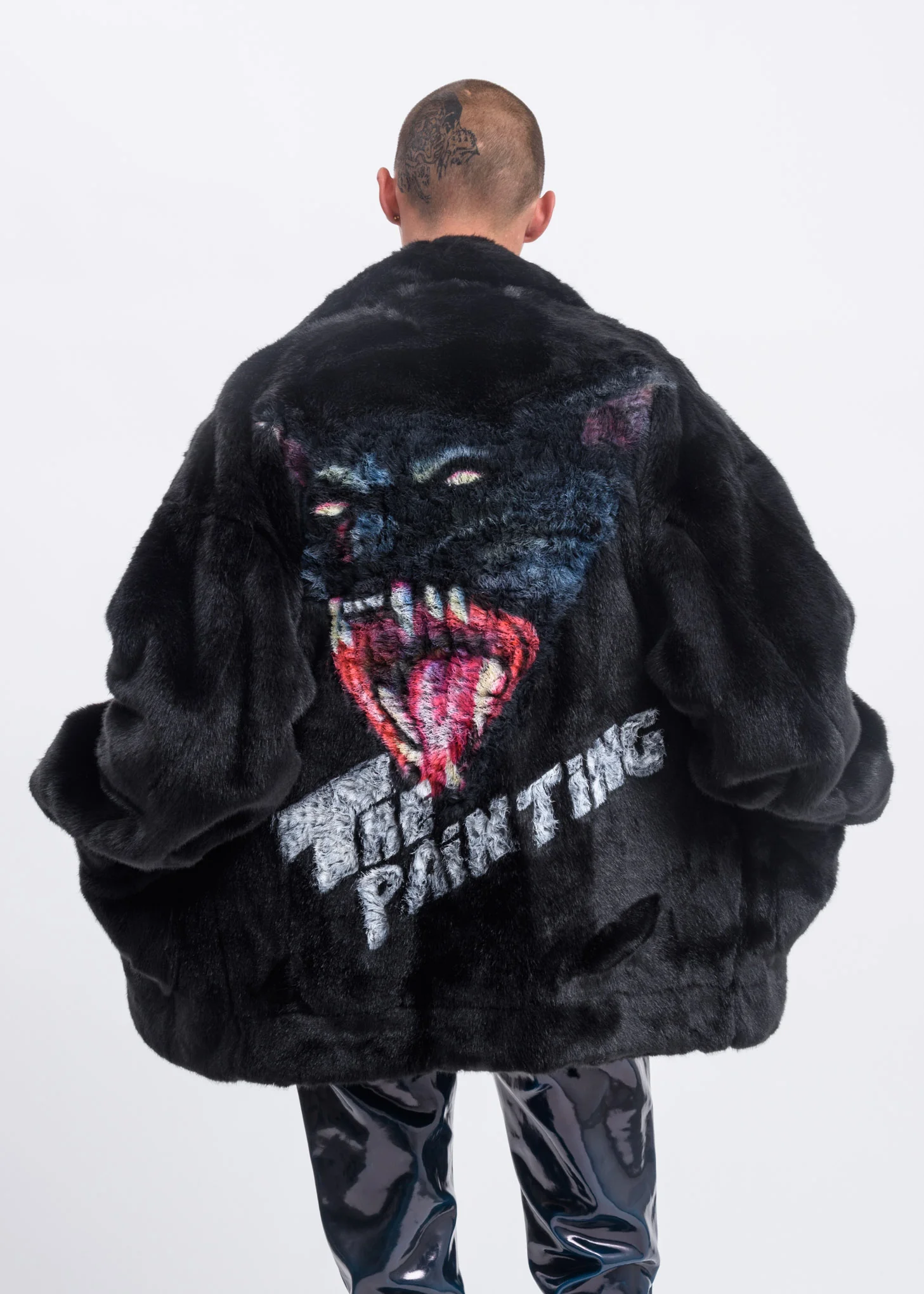 Black Hand Painted Fur Jacket