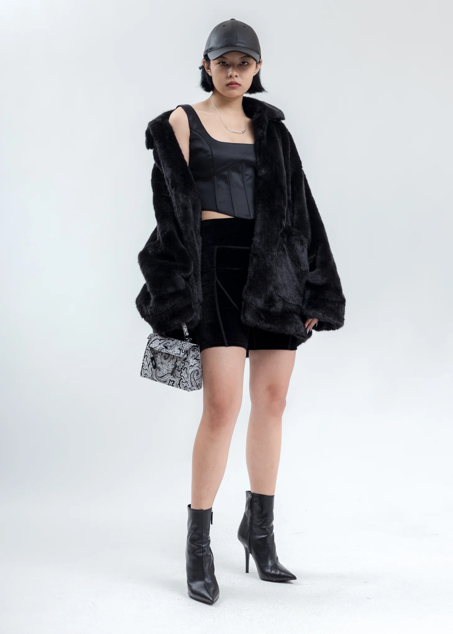 Black Hand-Painted Fur Jacket - Image 6