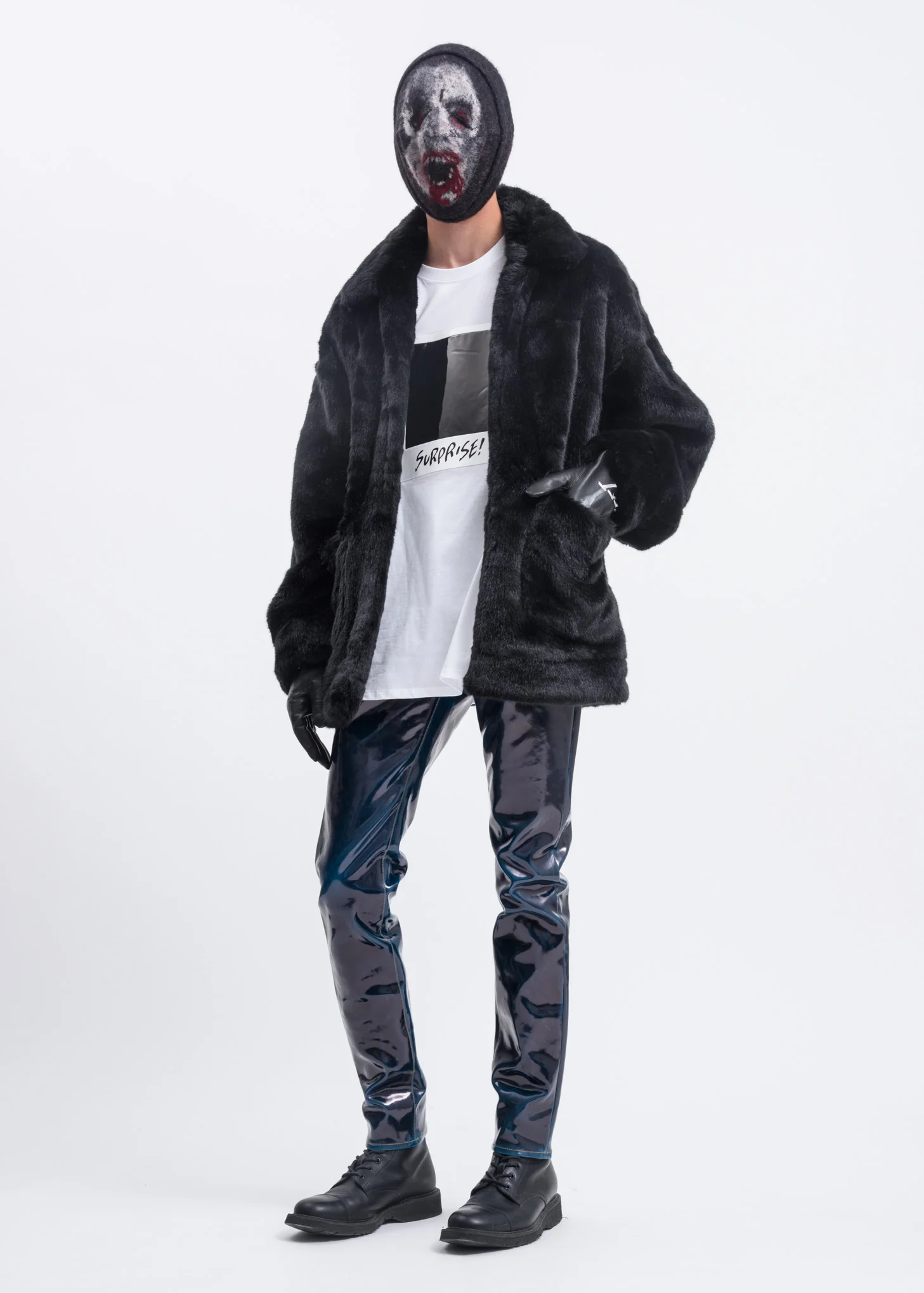 Black Hand Painted Fur Jacket - Image 6