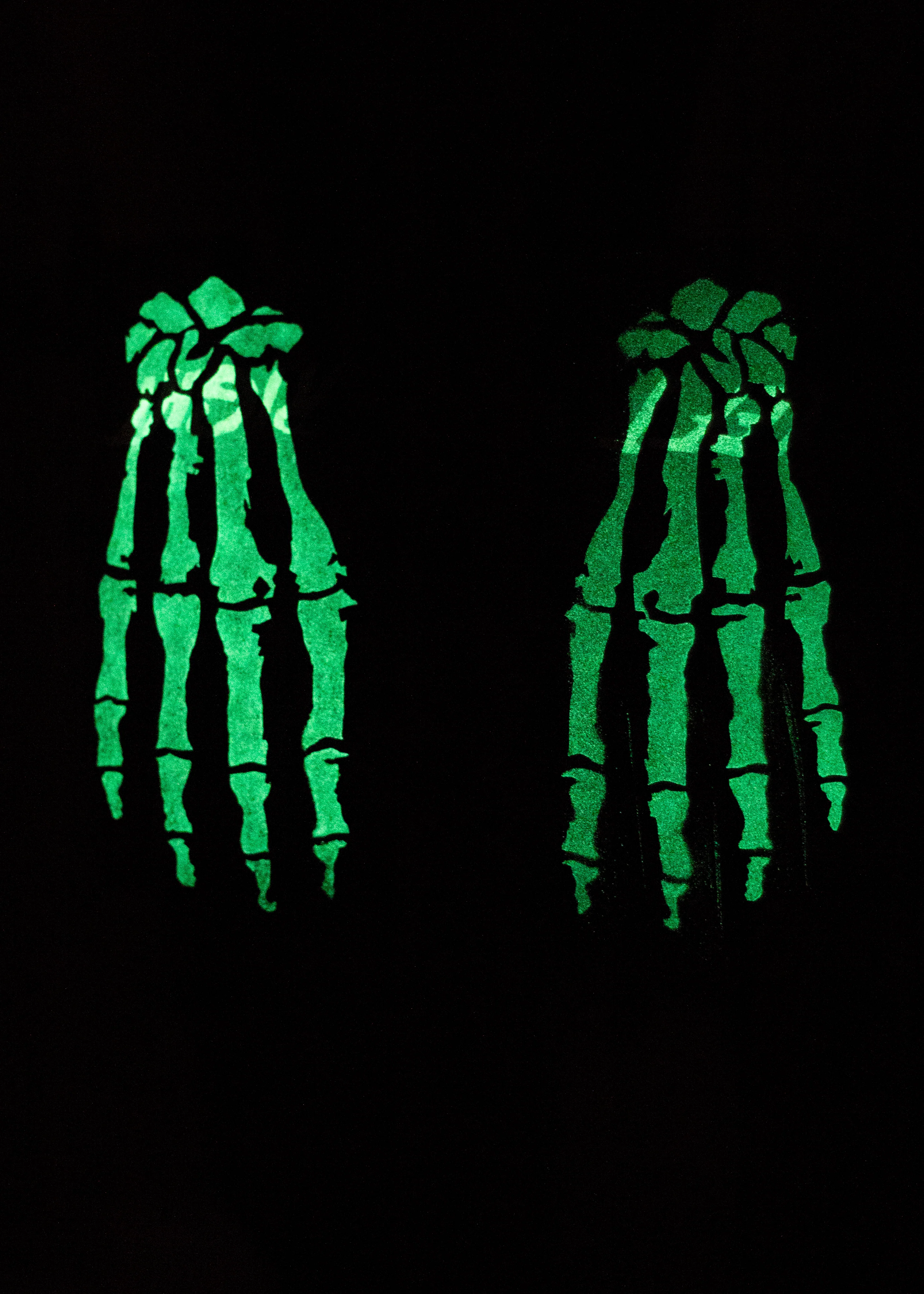 Black Hand-Painted Skeleton Leather Glove - Image 2