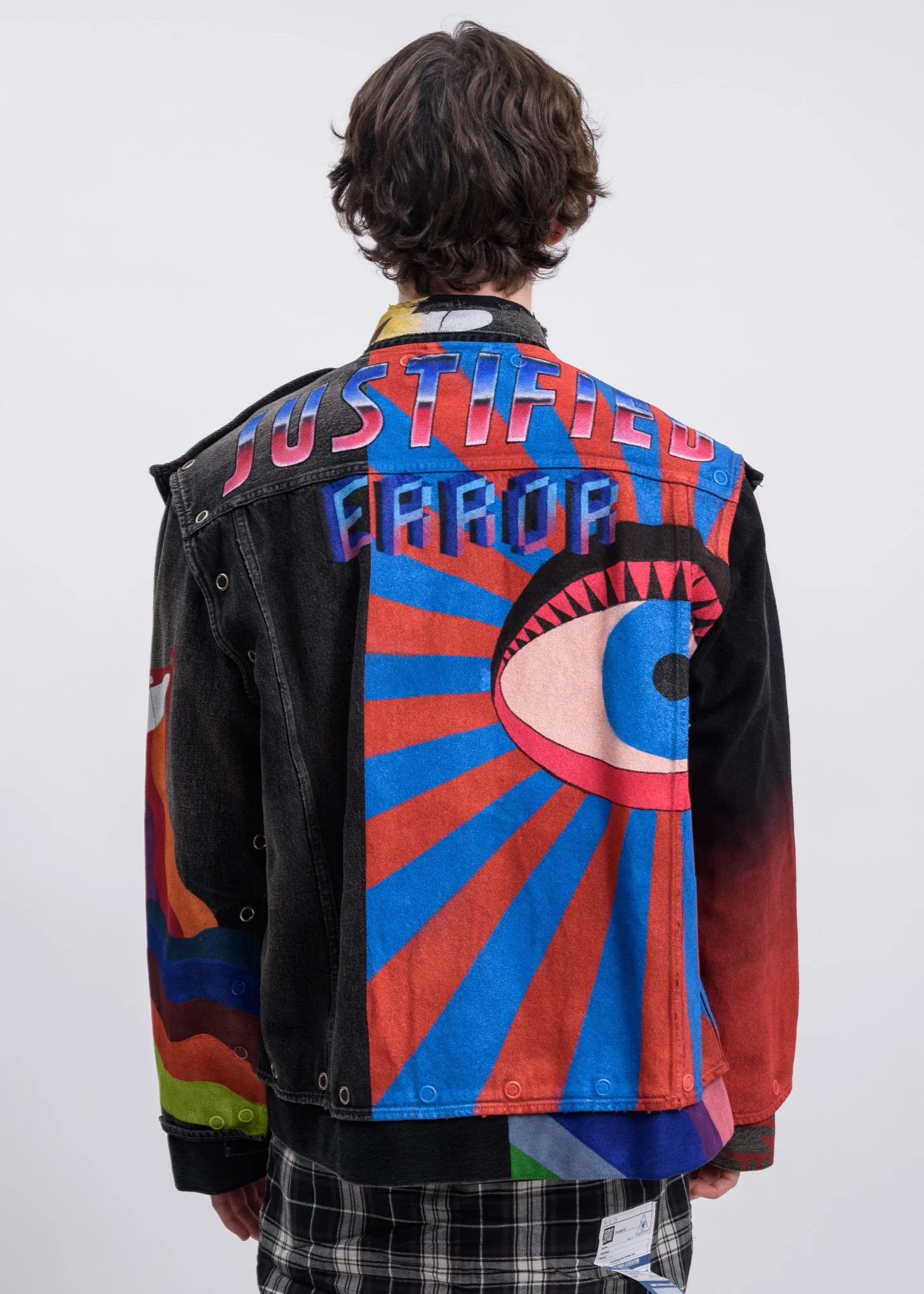 Black Hand Printed Removable Denim Jacket - Image 2