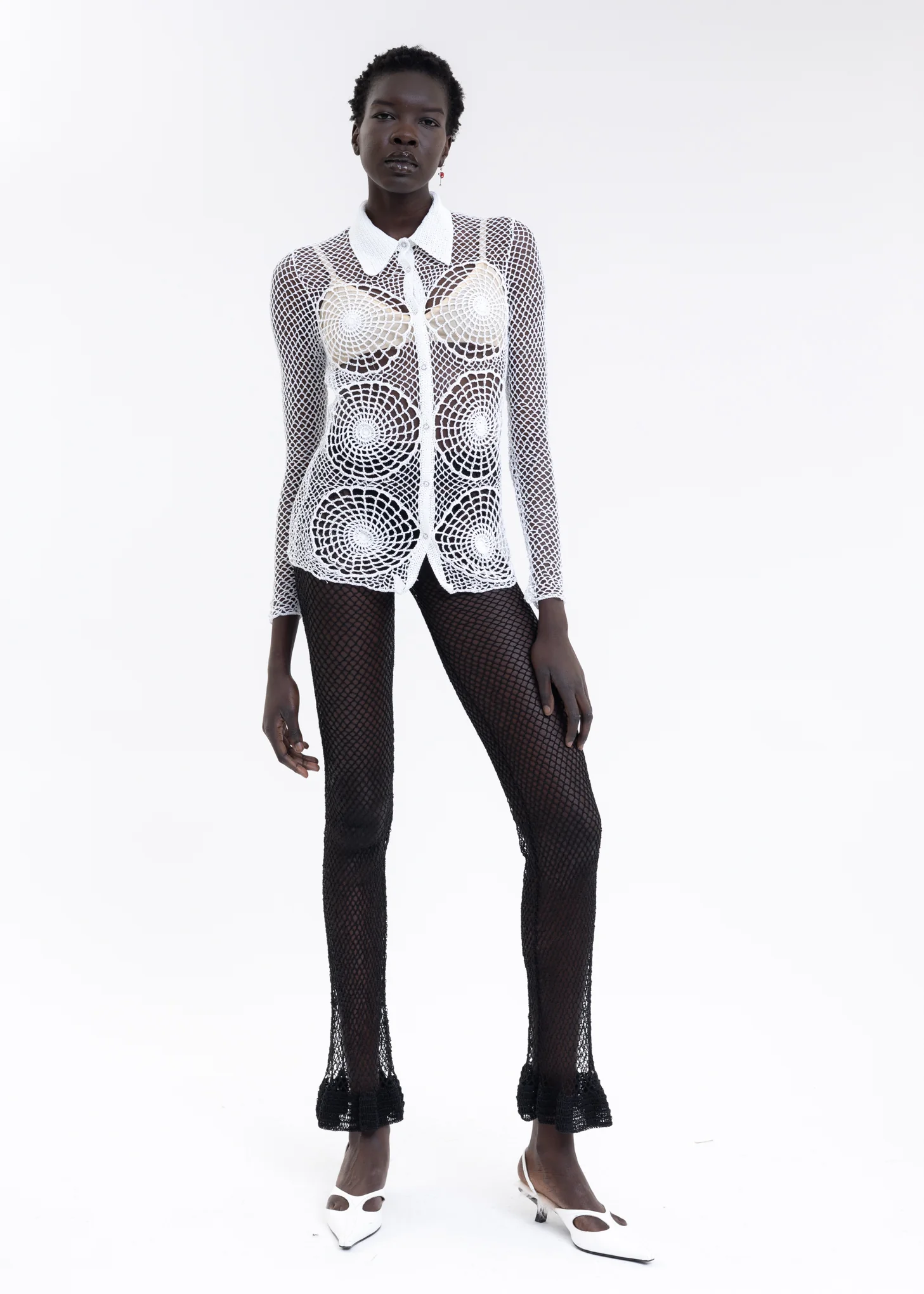 Black Hand Woven Bell Pants - Image 5