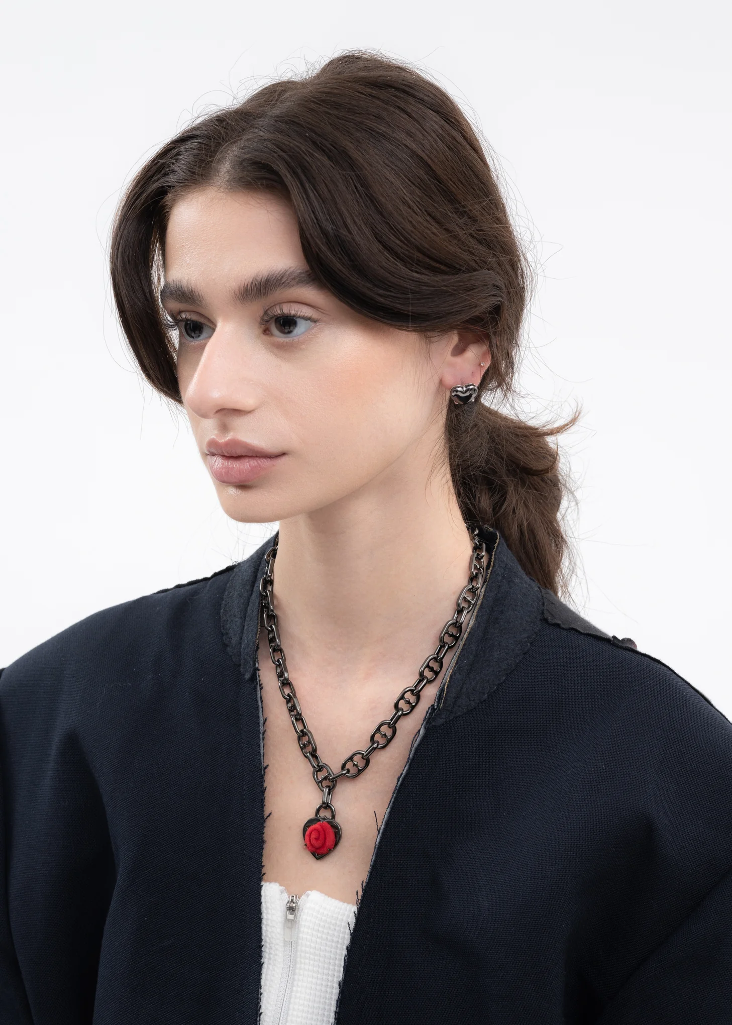 Black Heart Earring -Single - Image 2