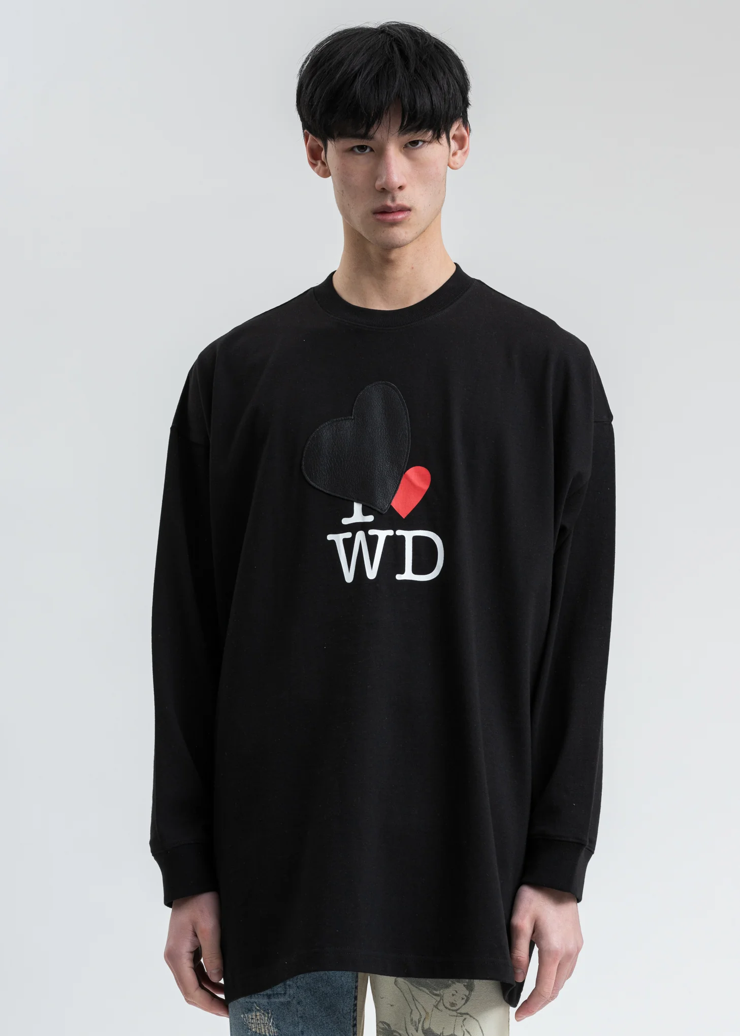 Black Heart Patch 'I Love WD' Long Sleeve Shirt
