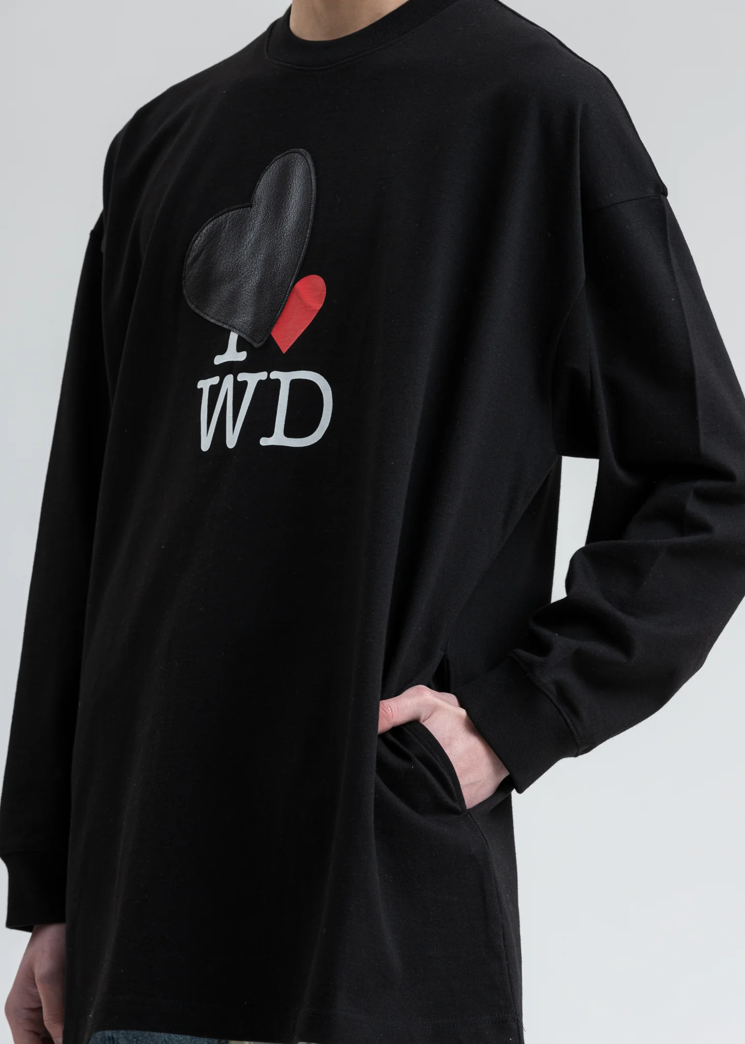 Black Heart Patch 'I Love WD' Long Sleeve Shirt - Image 2