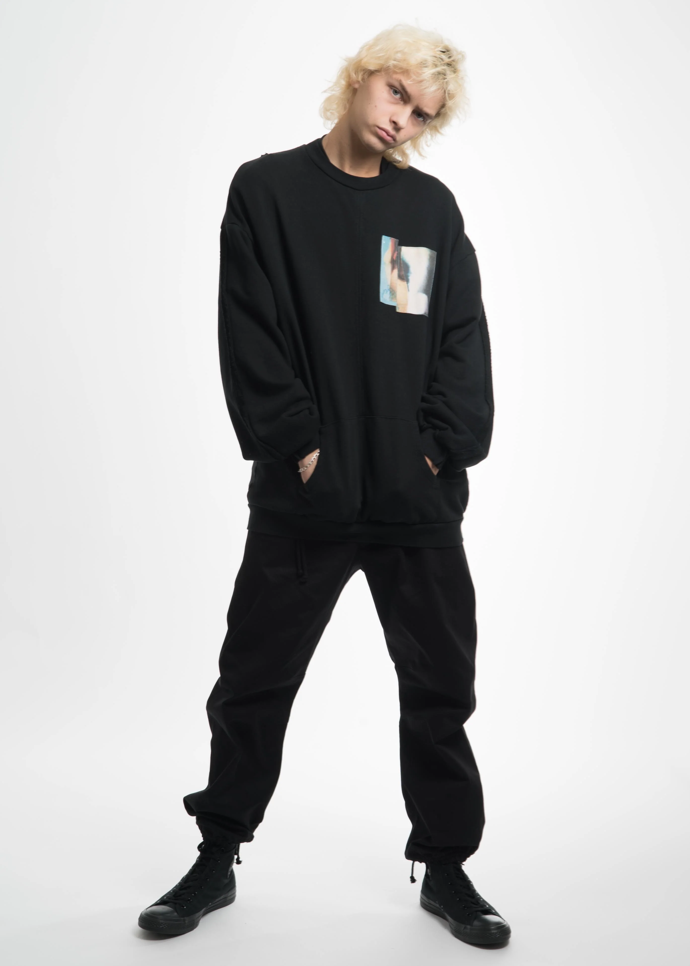 Black Heavy Jersey Darts Sweater with Patch 03 - Image 3