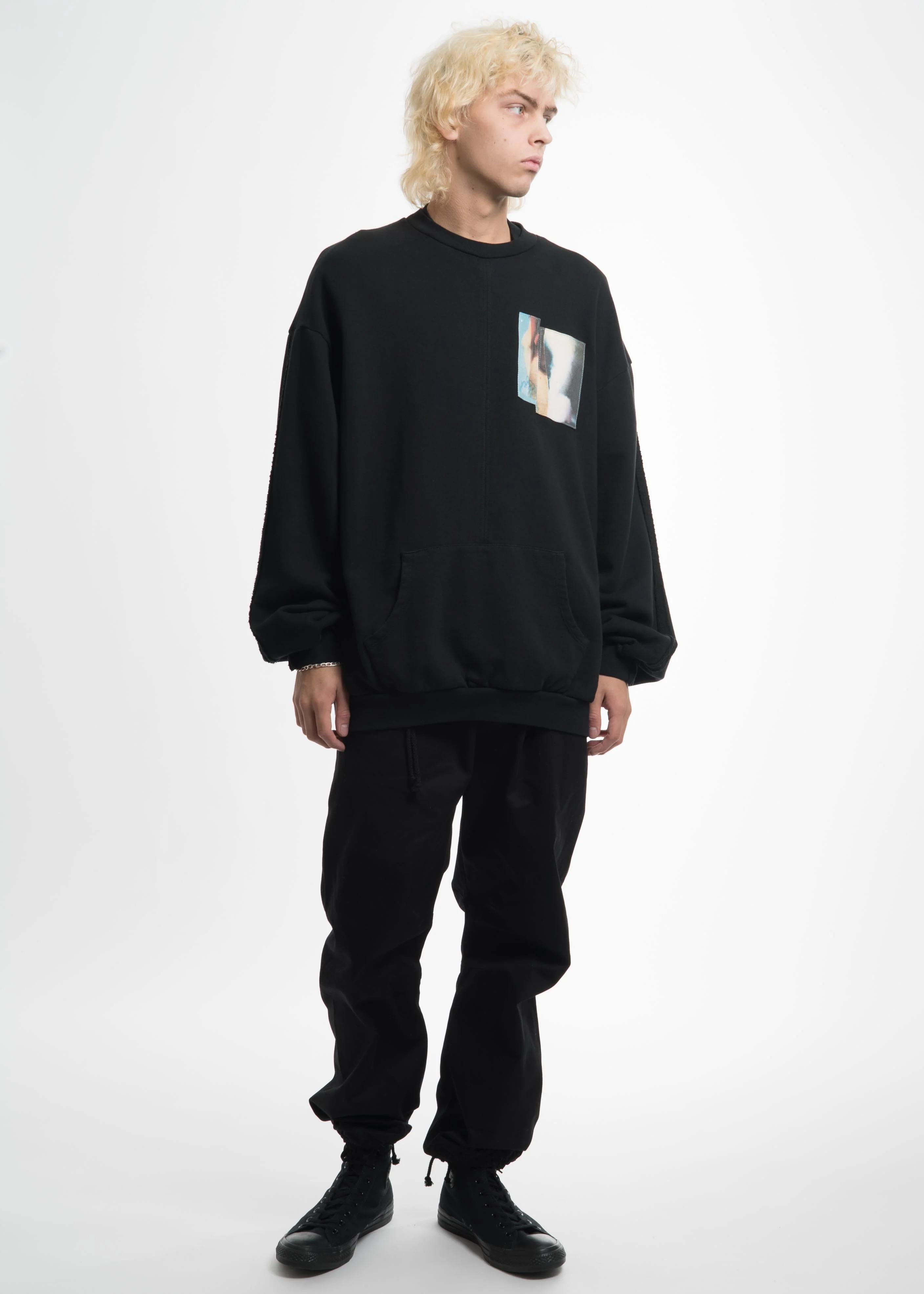 Black Heavy Jersey Darts Sweater with Patch 03 - Image 5