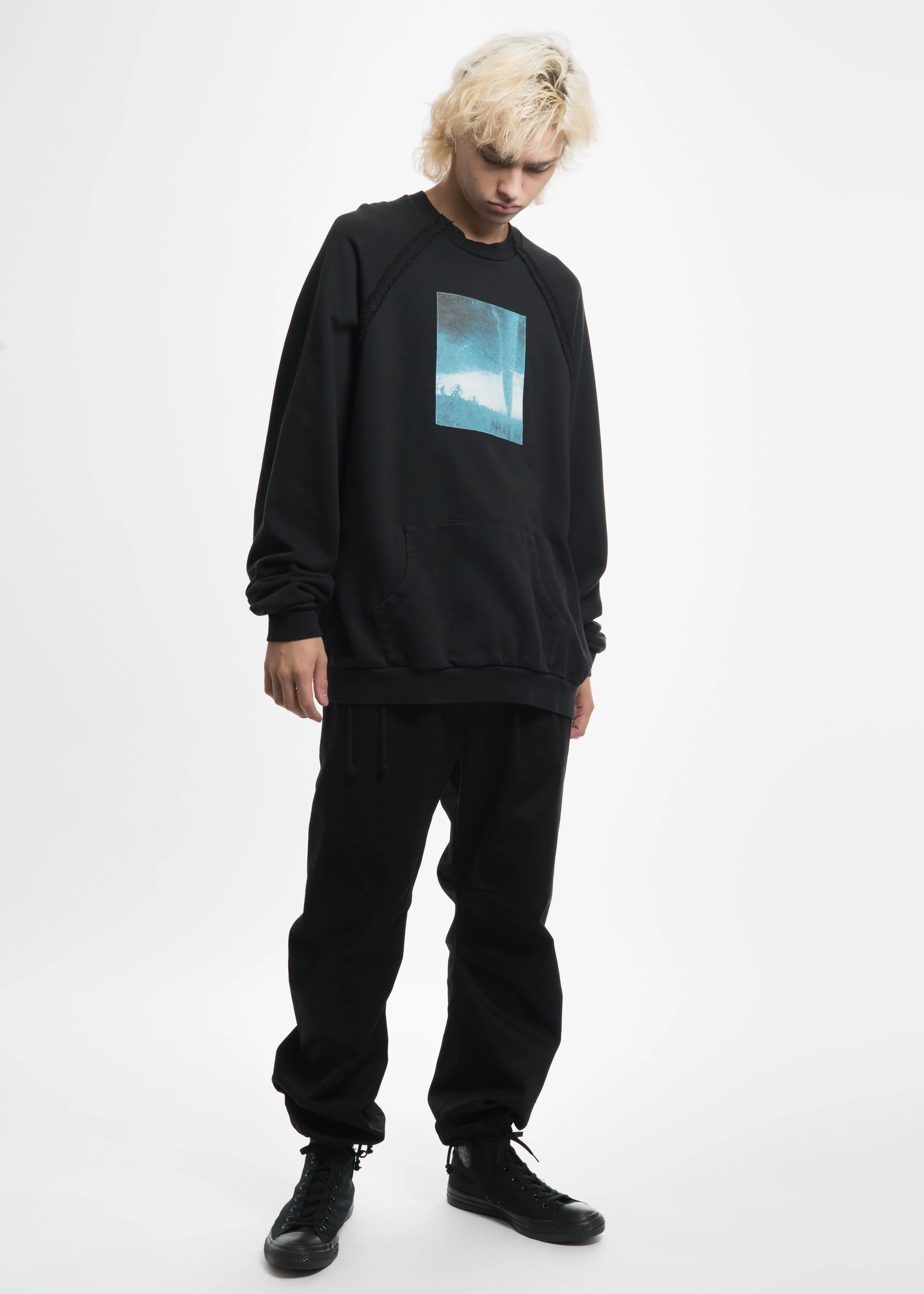 Black Heavy Jersey Raglan Sweater with Patch 16 - Image 3