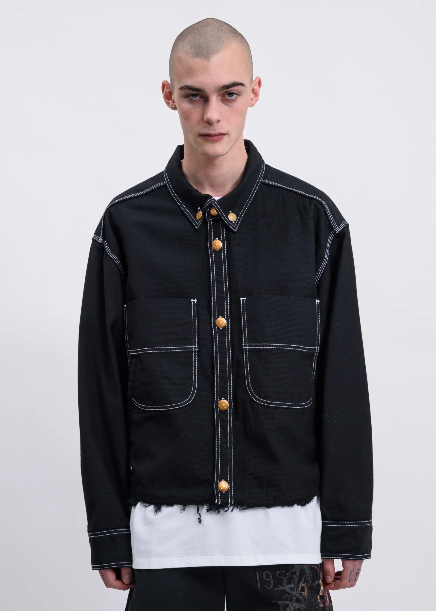 Black Heavy Twill Cut Off Jacket