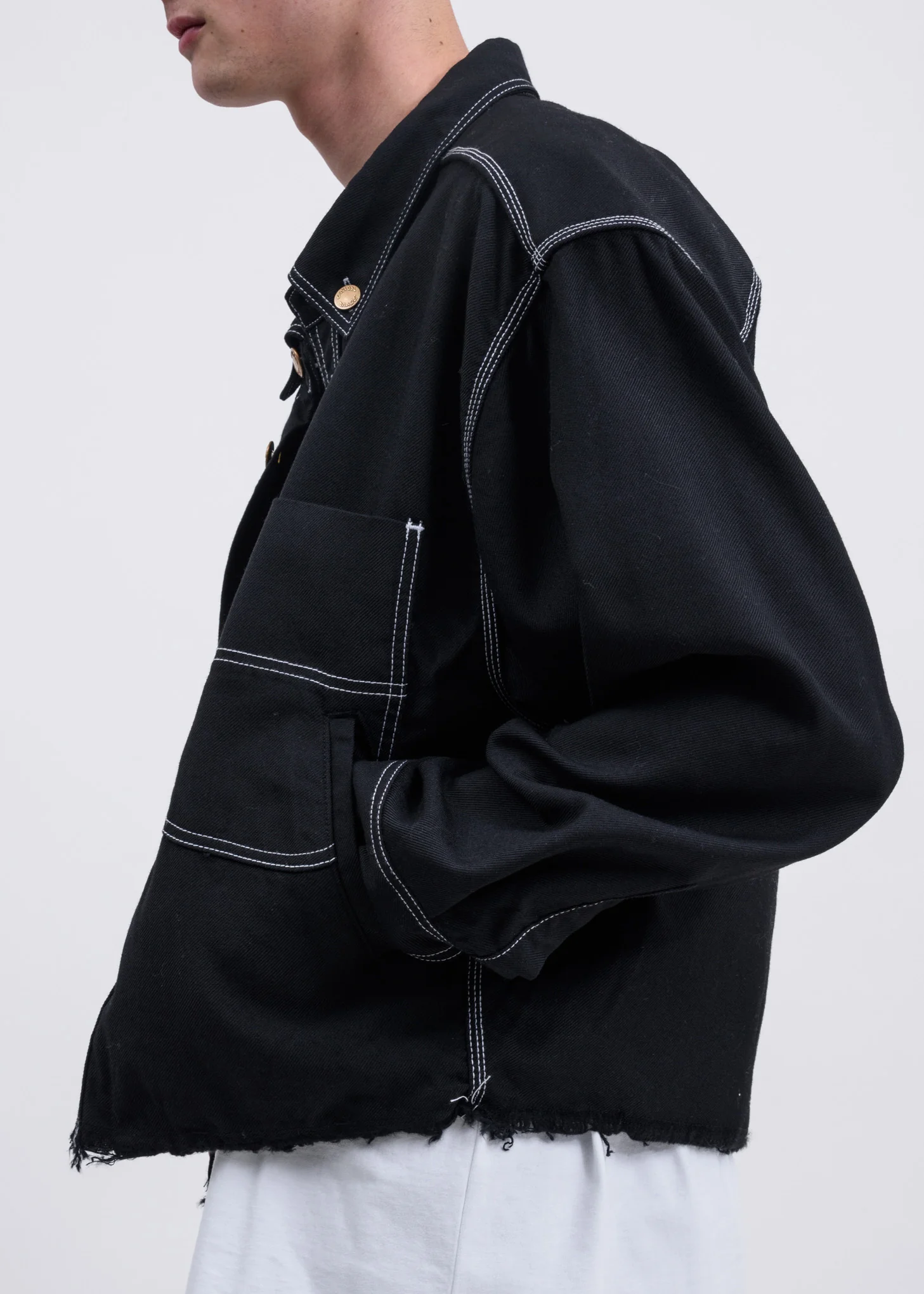 Black Heavy Twill Cut Off Jacket - Image 3
