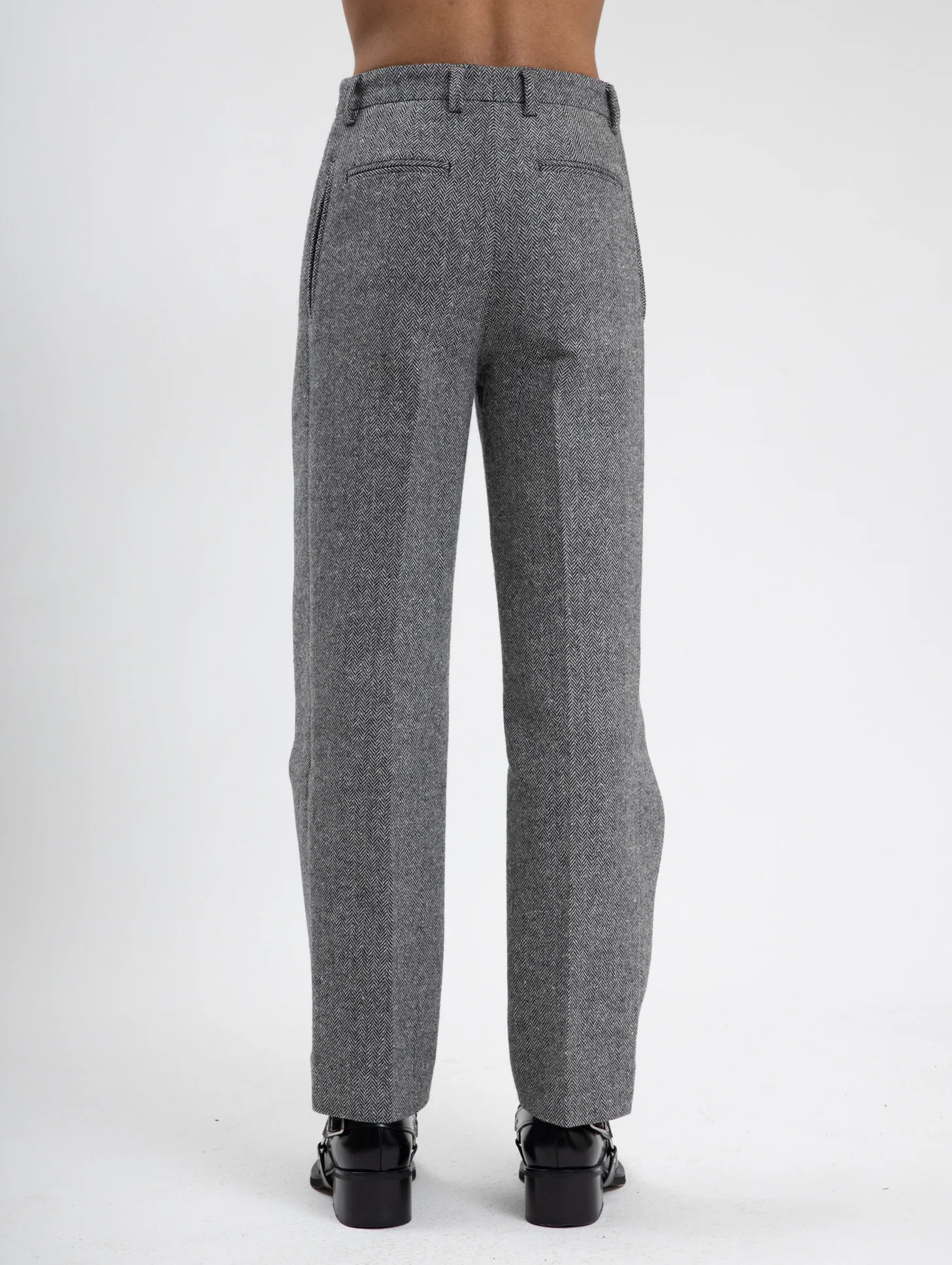 Grey Herringbone Side Hero Wide Pants - Image 3