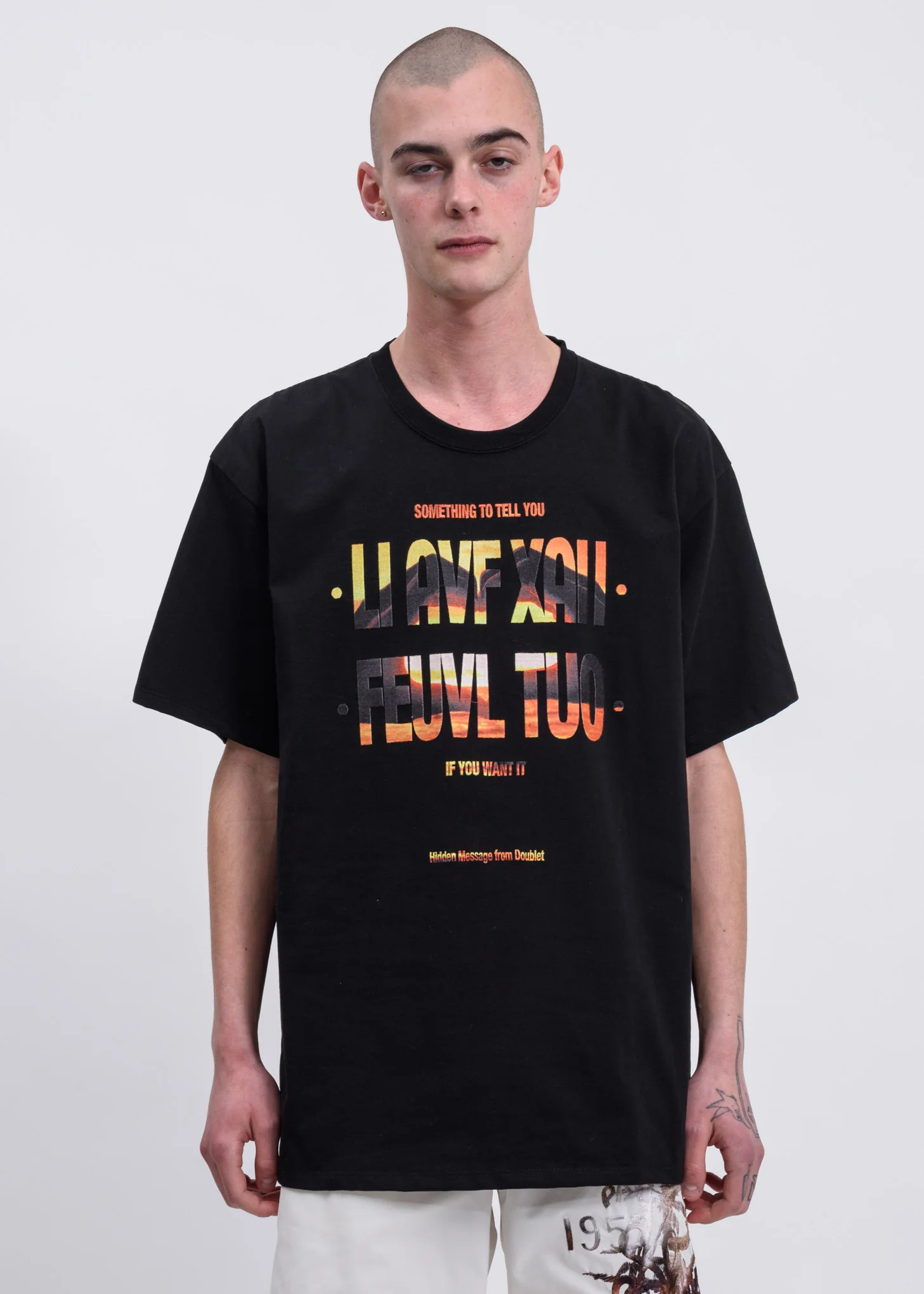 Black Hidden Message Embroidery T-Shirt