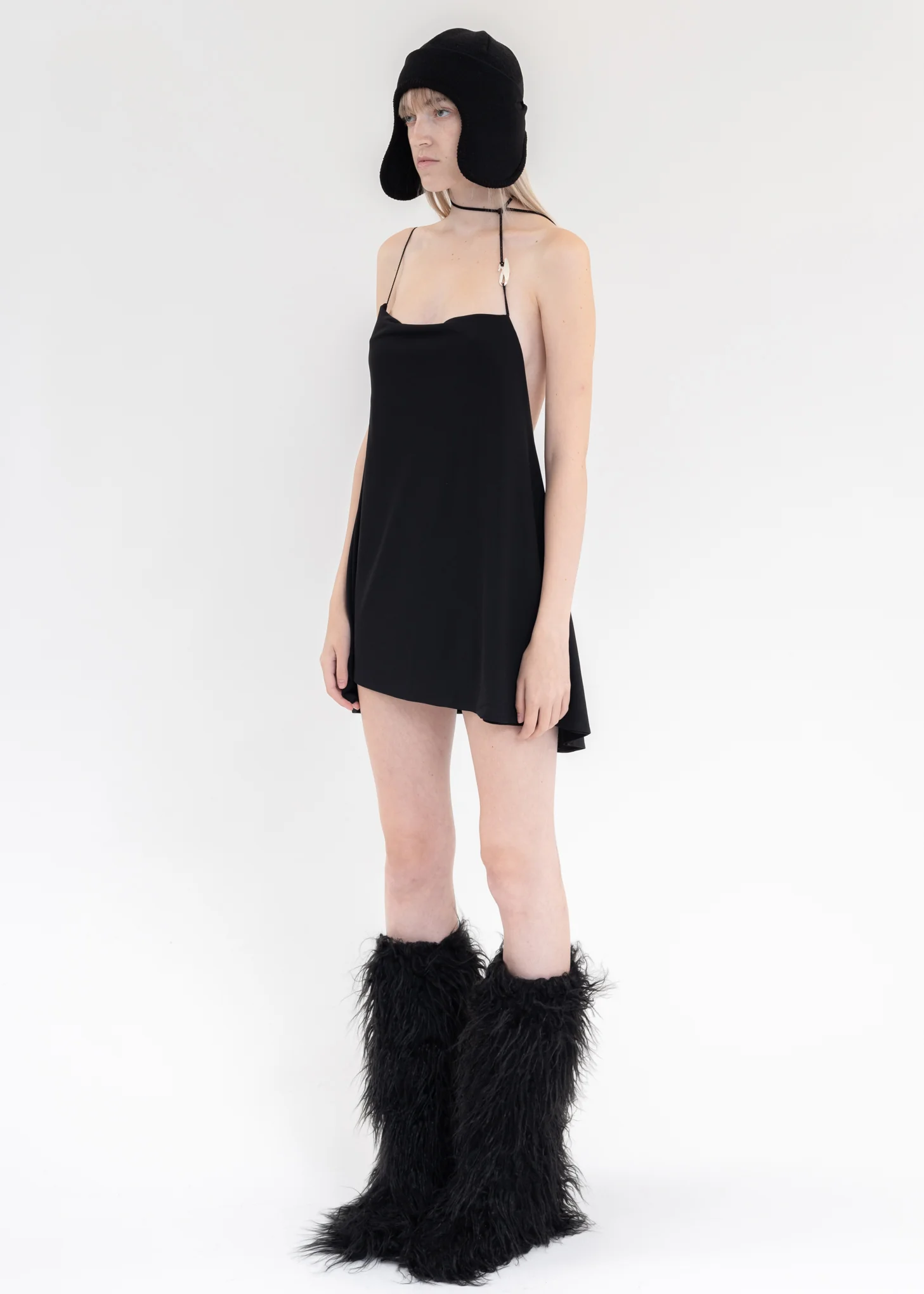 BLACK HIERO SLIP DRESS - Image 3