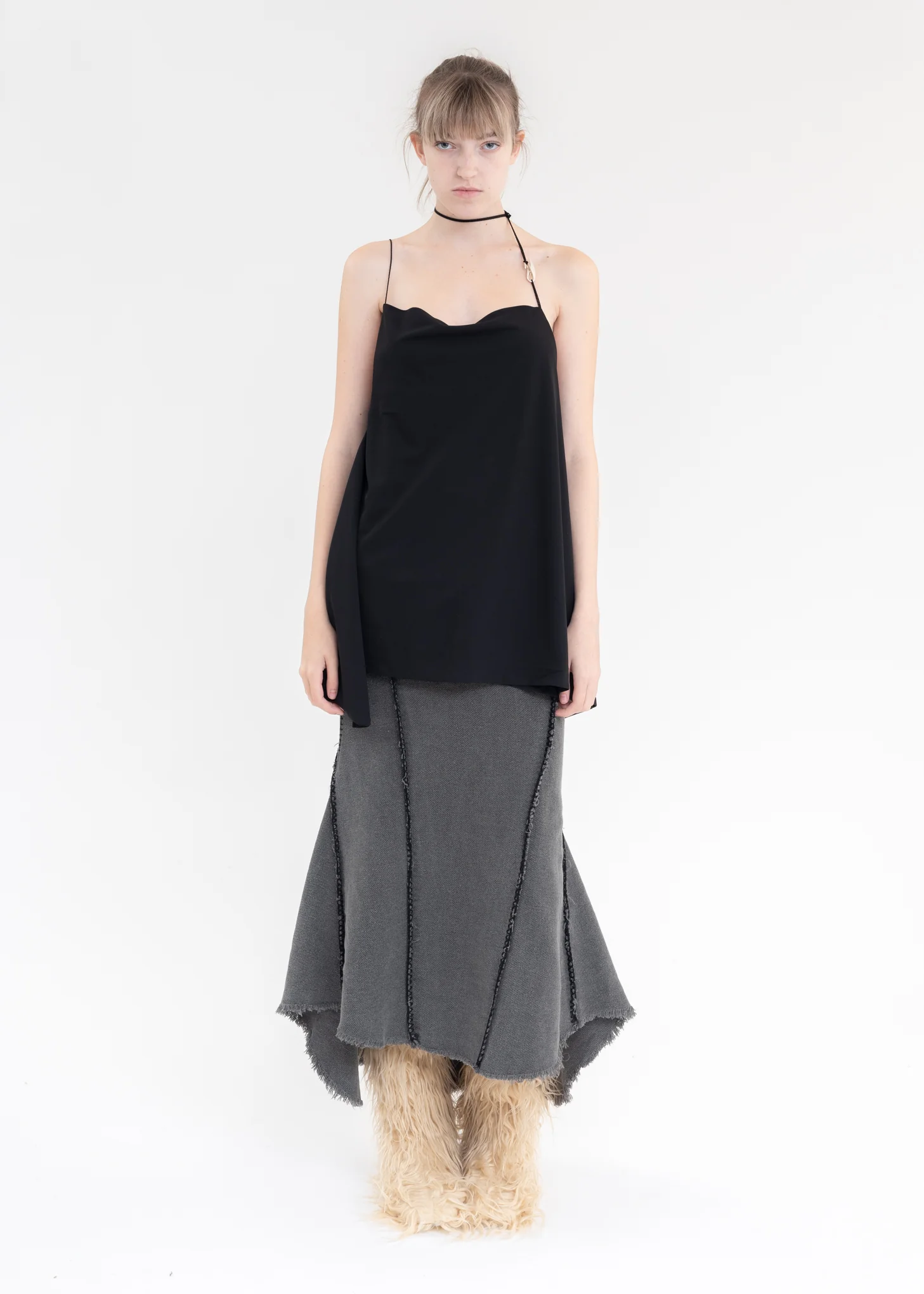 BLACK HIERO SLIP DRESS - Image 8