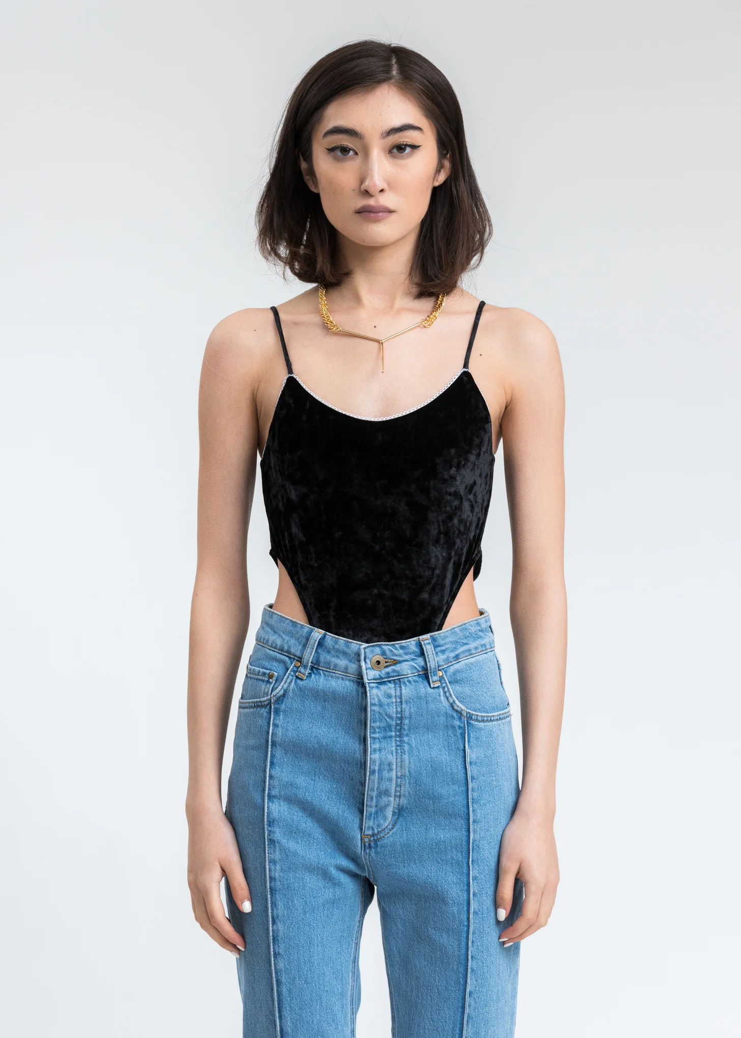 Black High Cut Body Suit