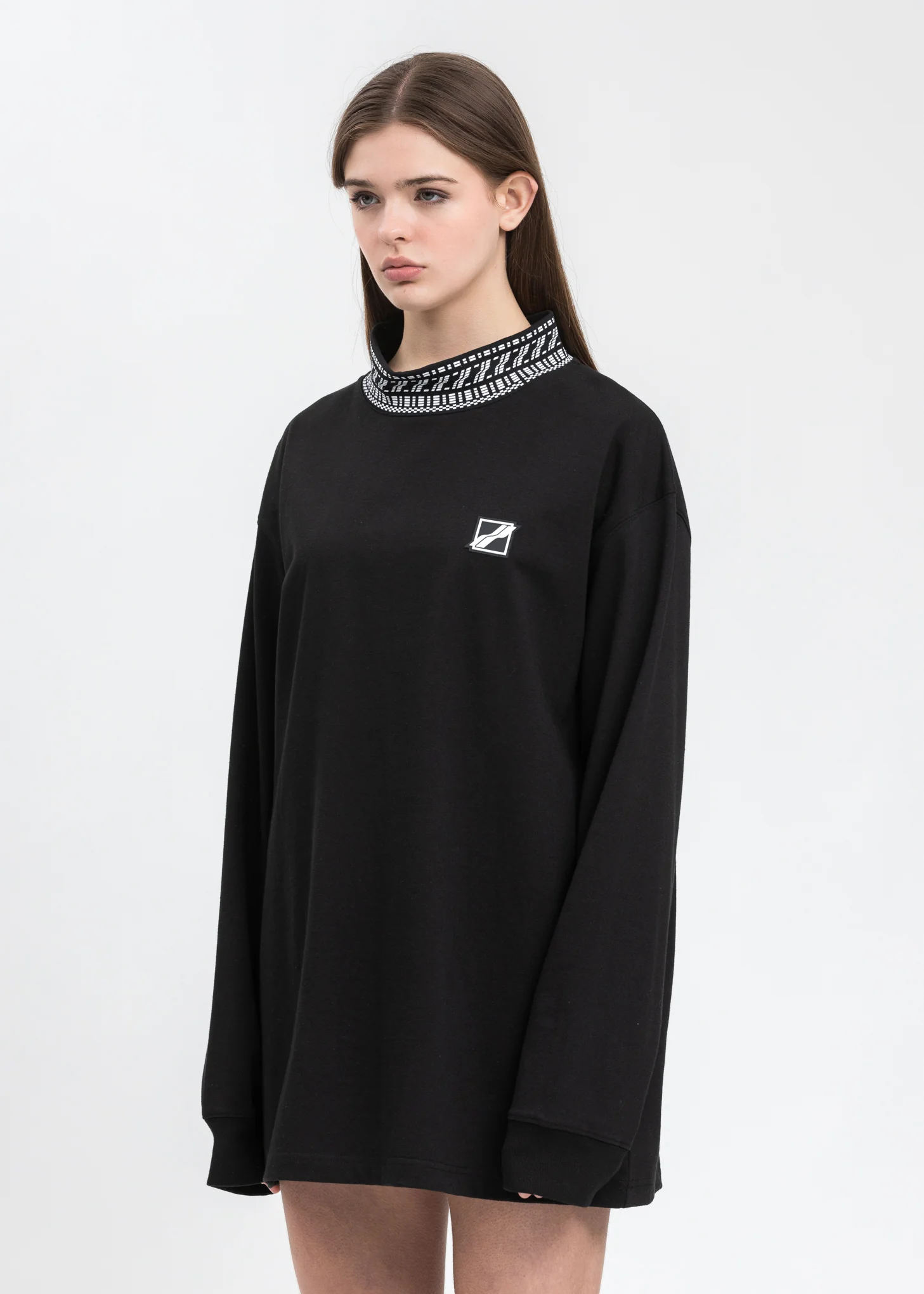 Black High Neck Logo Long Sleeves - Image 2