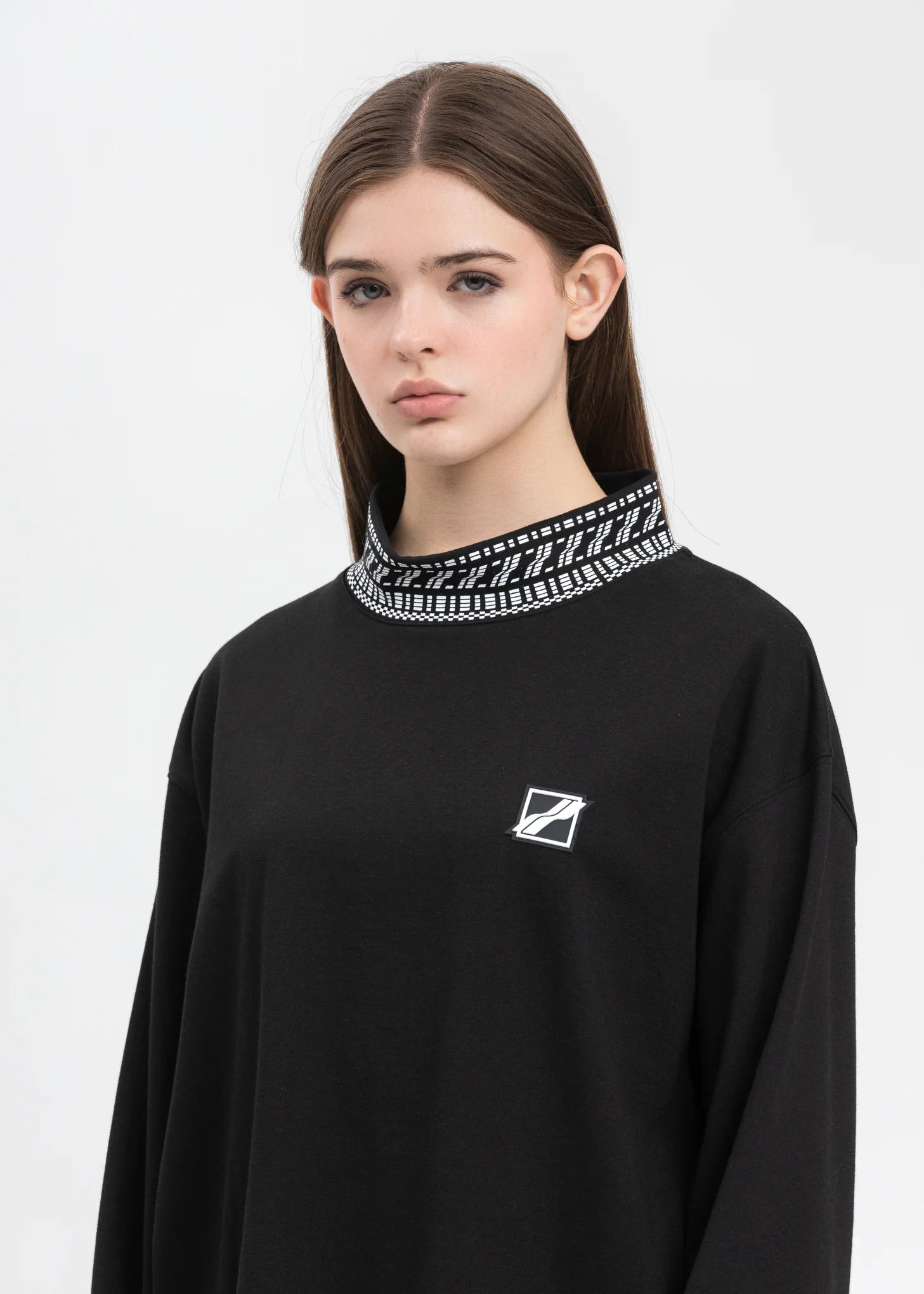 Black High Neck Logo Long Sleeves - Image 4