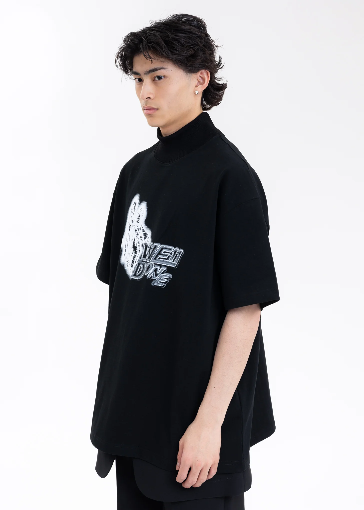 BLACK HIGH NECK T-SHIRT - Image 2