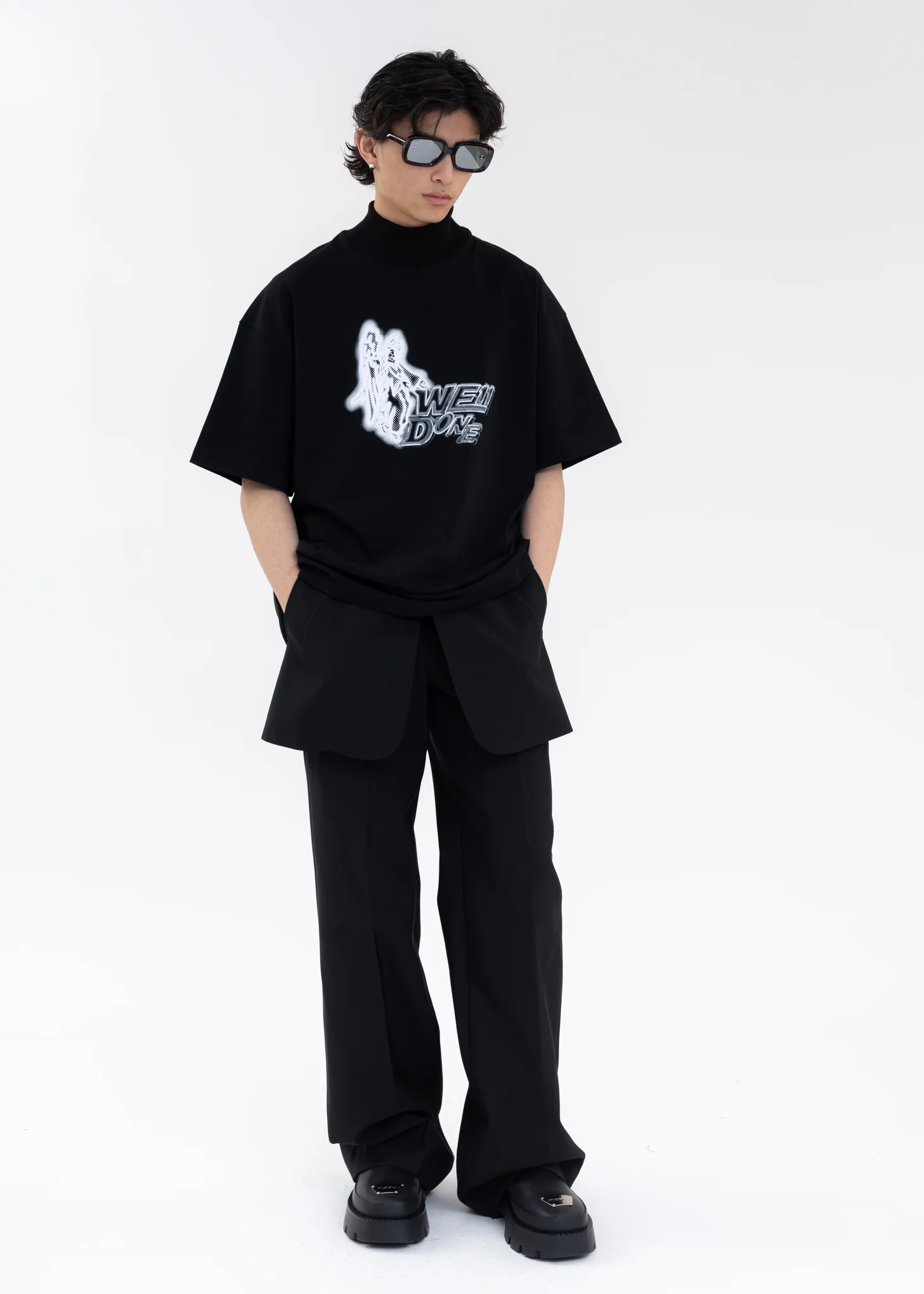 BLACK HIGH NECK T-SHIRT - Image 5
