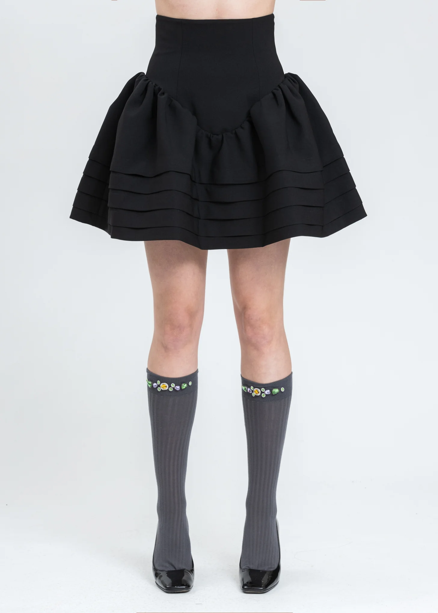 Black High Waist Ruffle Skirt
