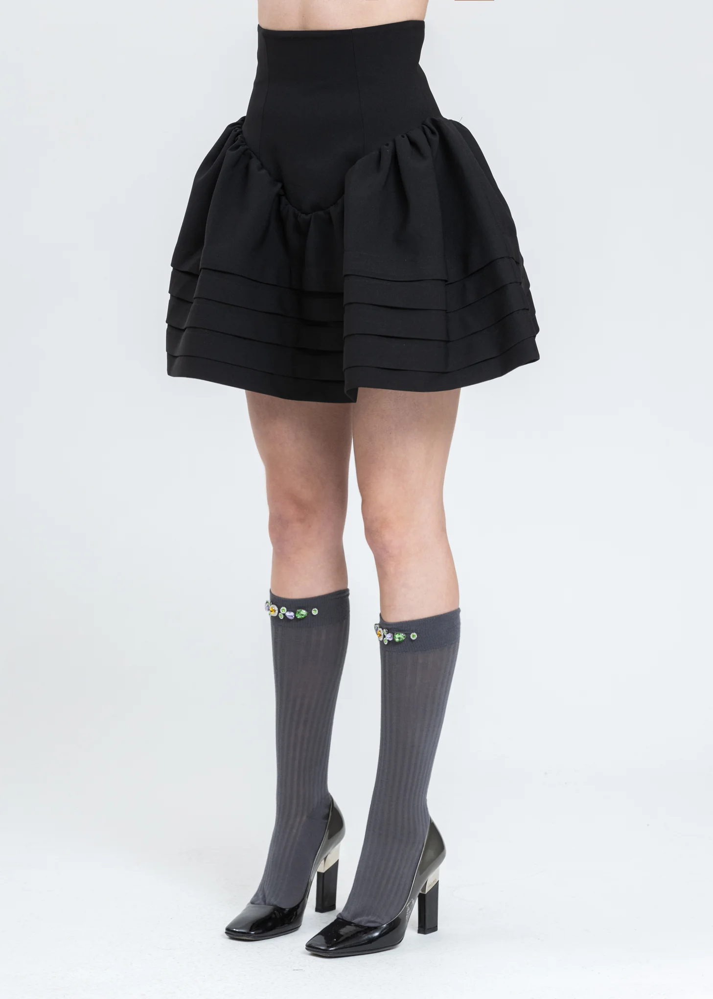 Black High Waist Ruffle Skirt - Image 2
