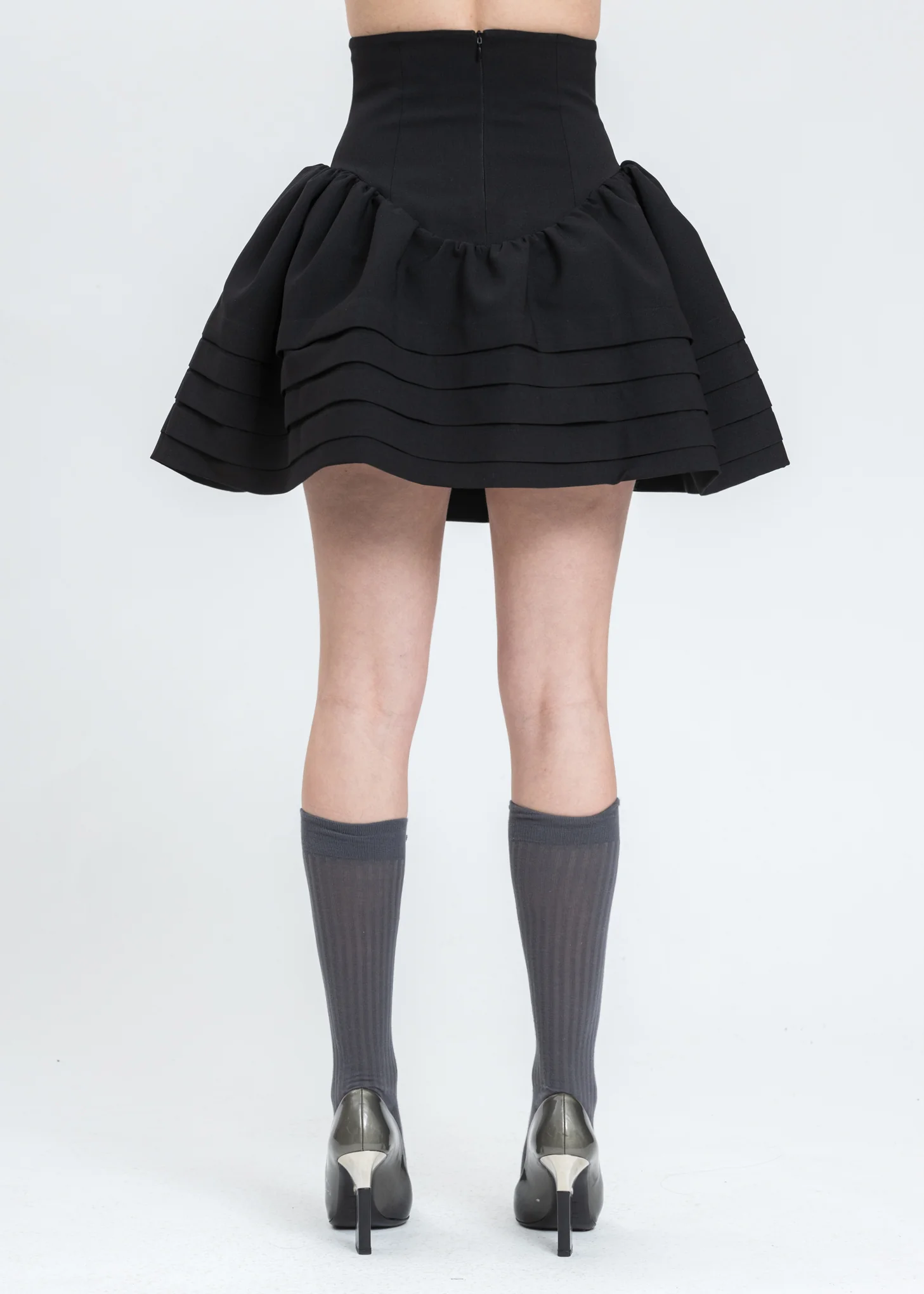 Black High Waist Ruffle Skirt - Image 3