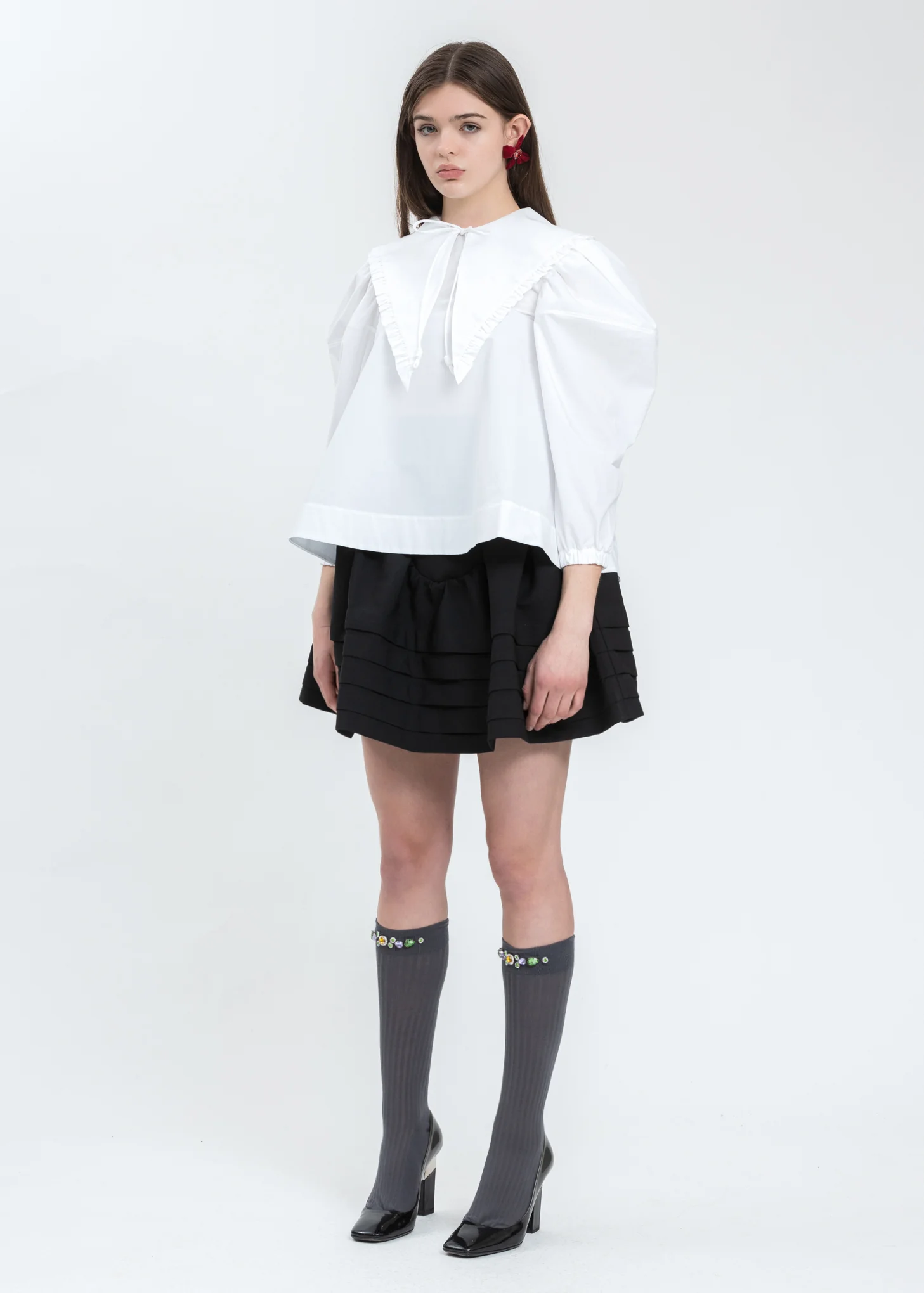 Black High Waist Ruffle Skirt - Image 5