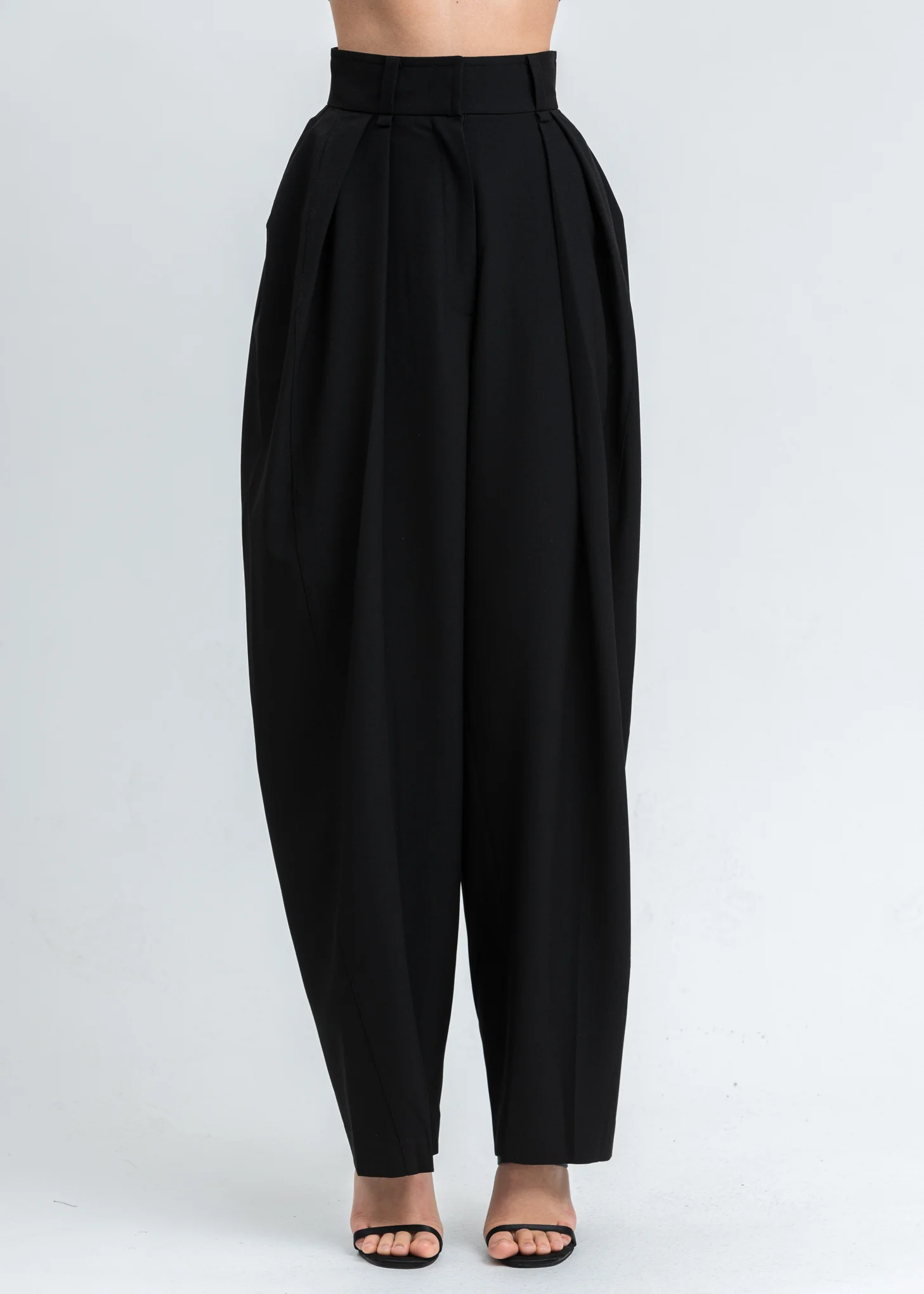 Black High Waist Tapered Trousers