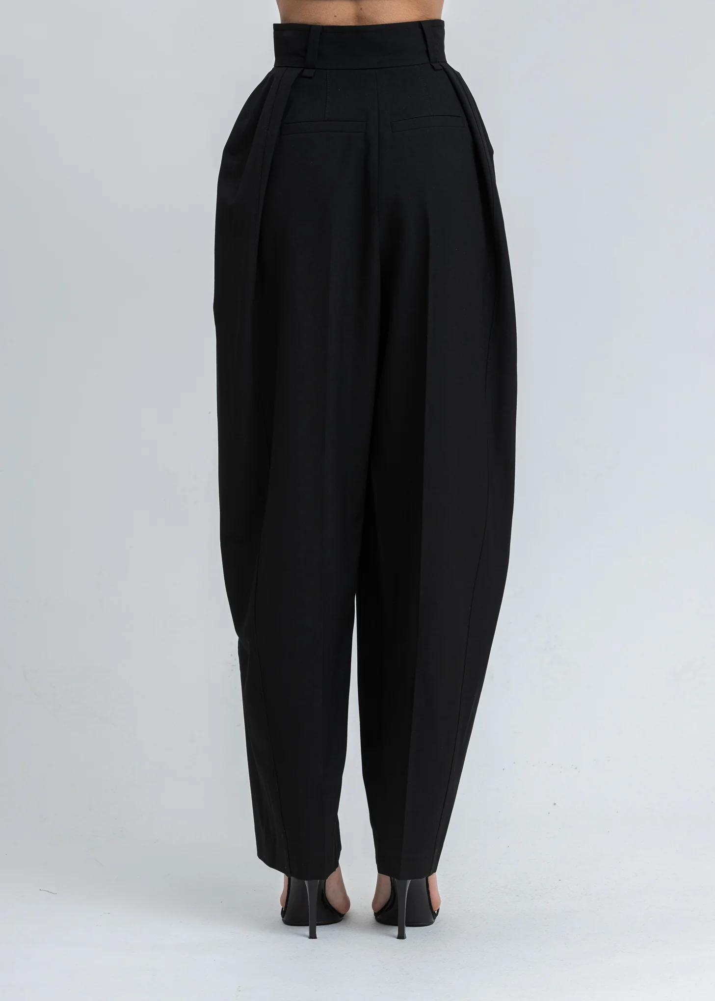 Black High Waist Tapered Trousers - Image 2