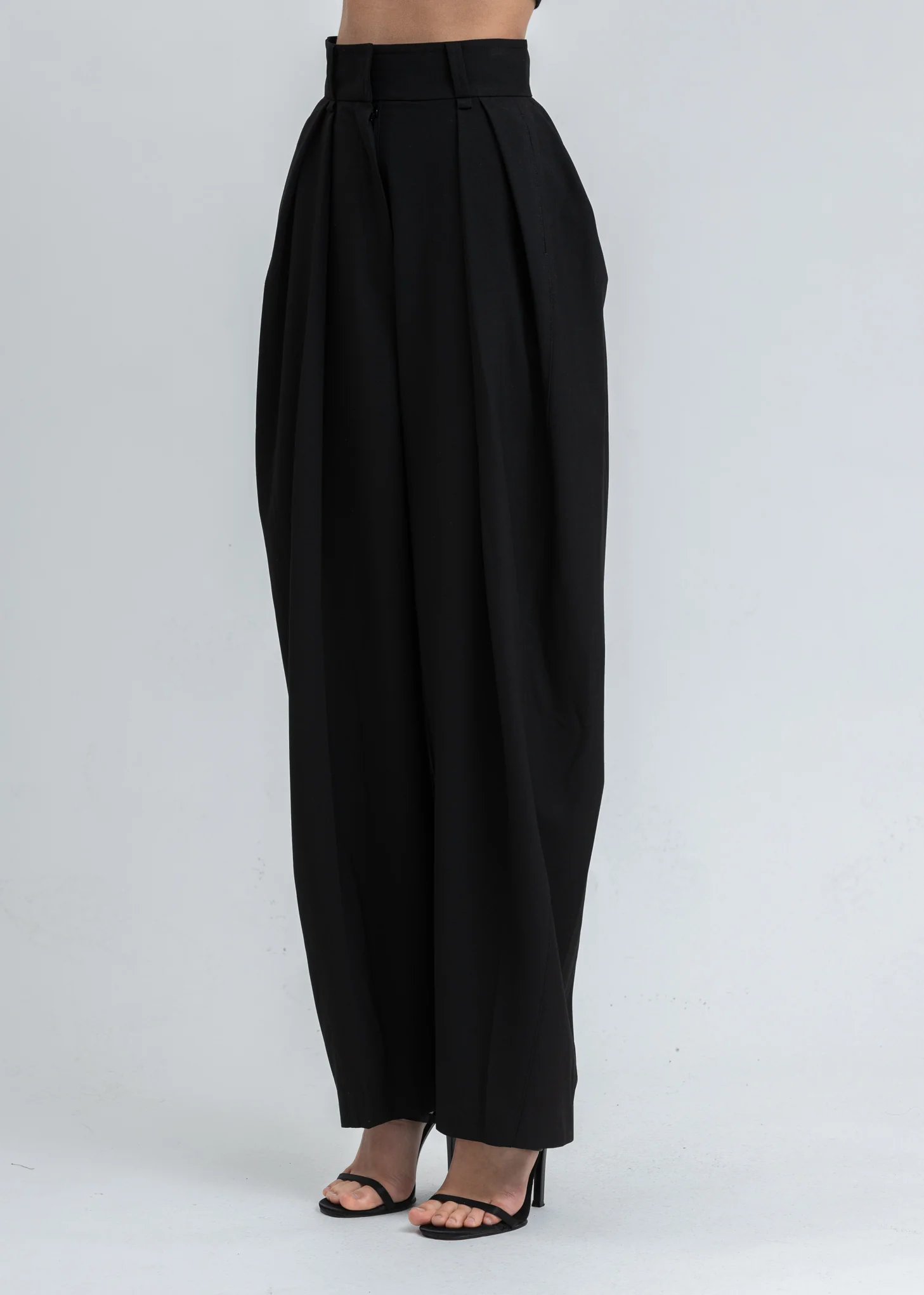 Black High Waist Tapered Trousers - Image 3