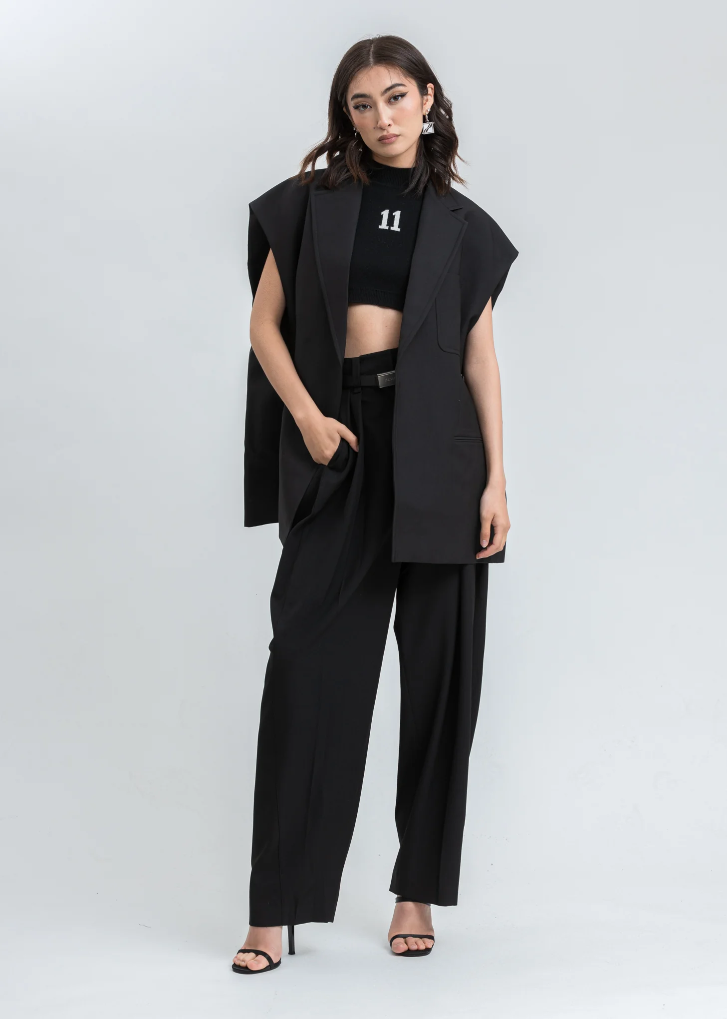 Black High Waist Tapered Trousers - Image 6