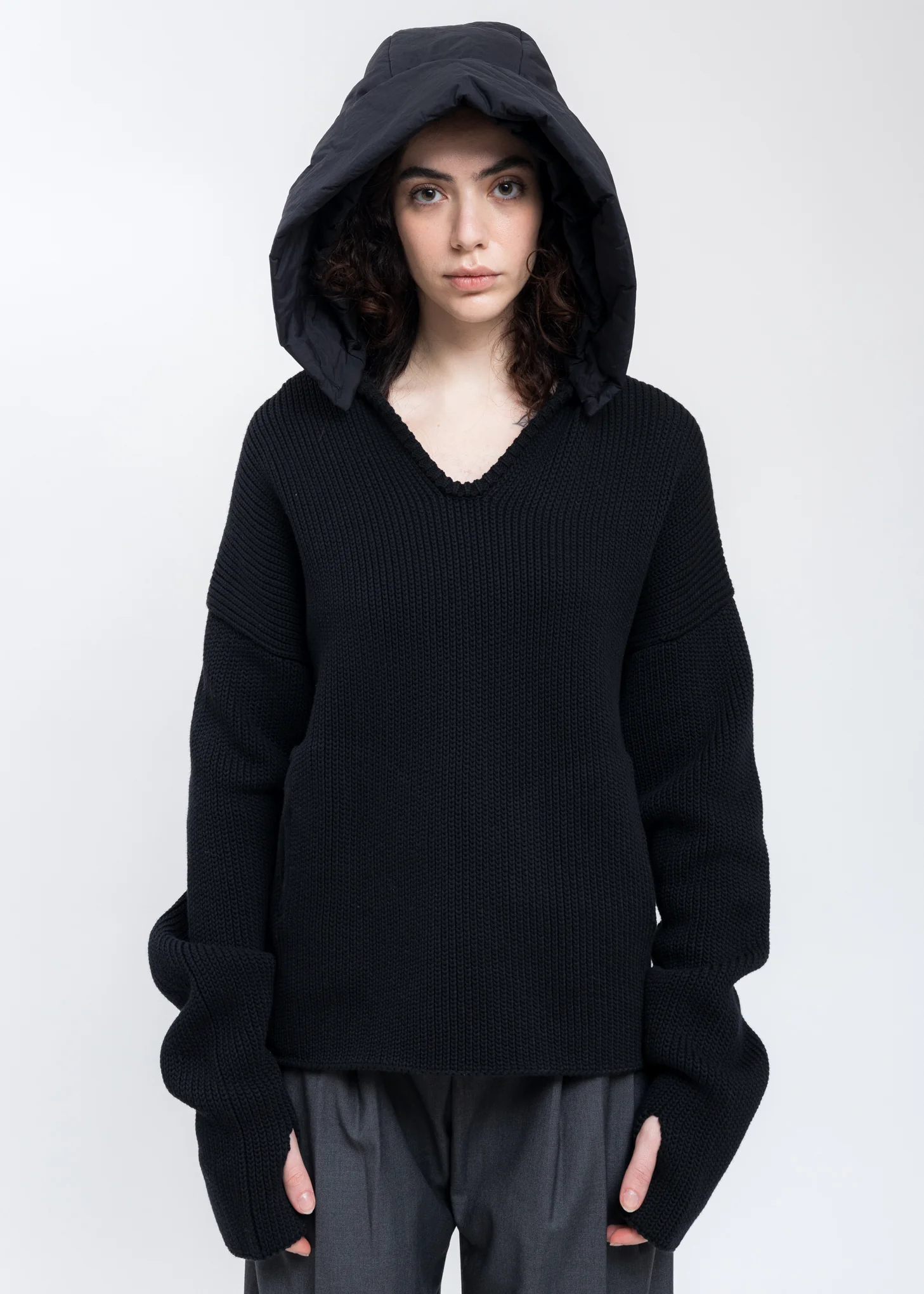 Black Hood Knit