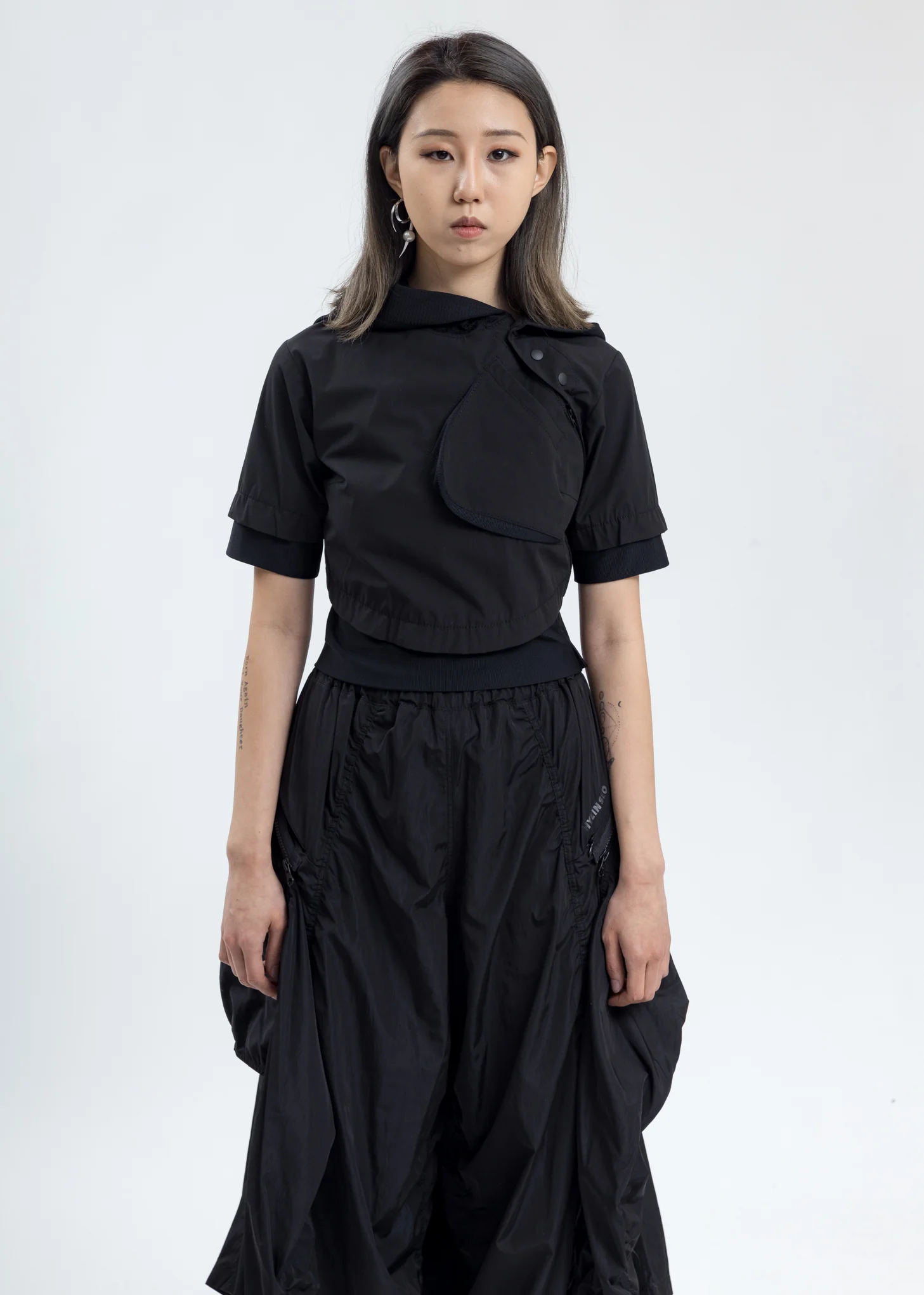 Black Hooded Crop Top