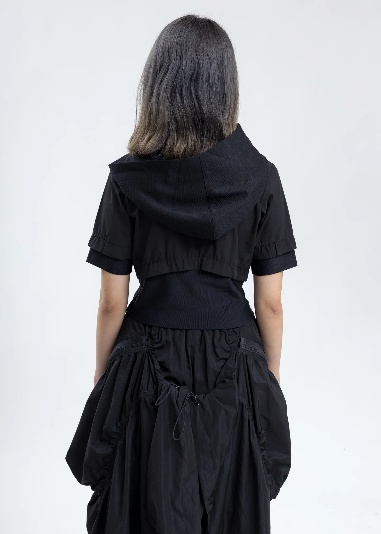 Black Hooded Crop Top - Image 4