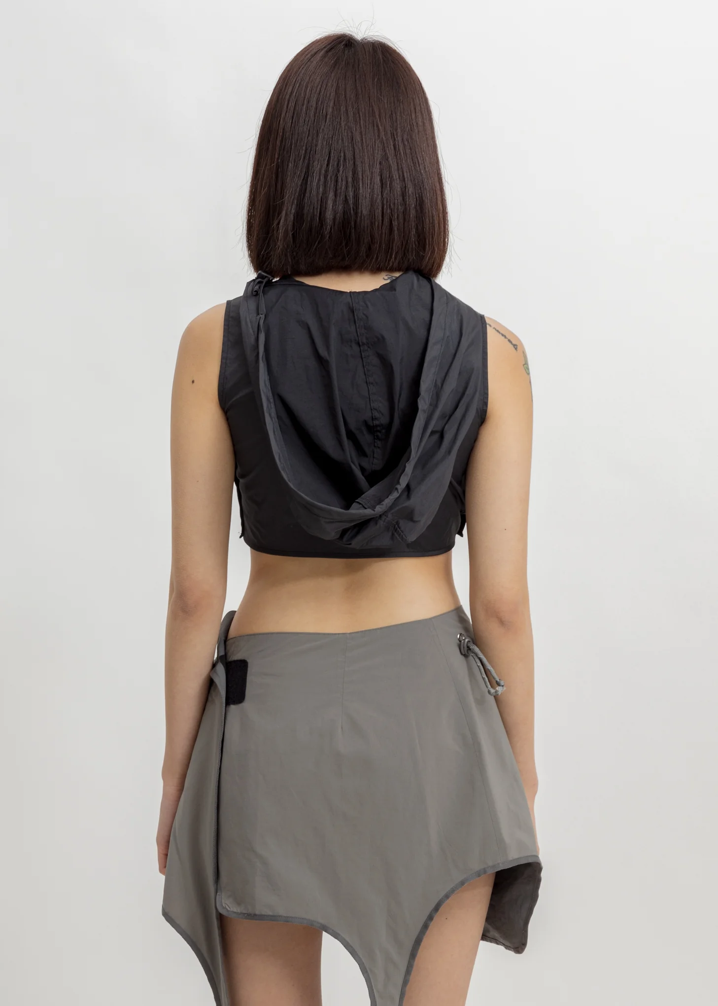 Black Hooded Cropped Top - Image 3