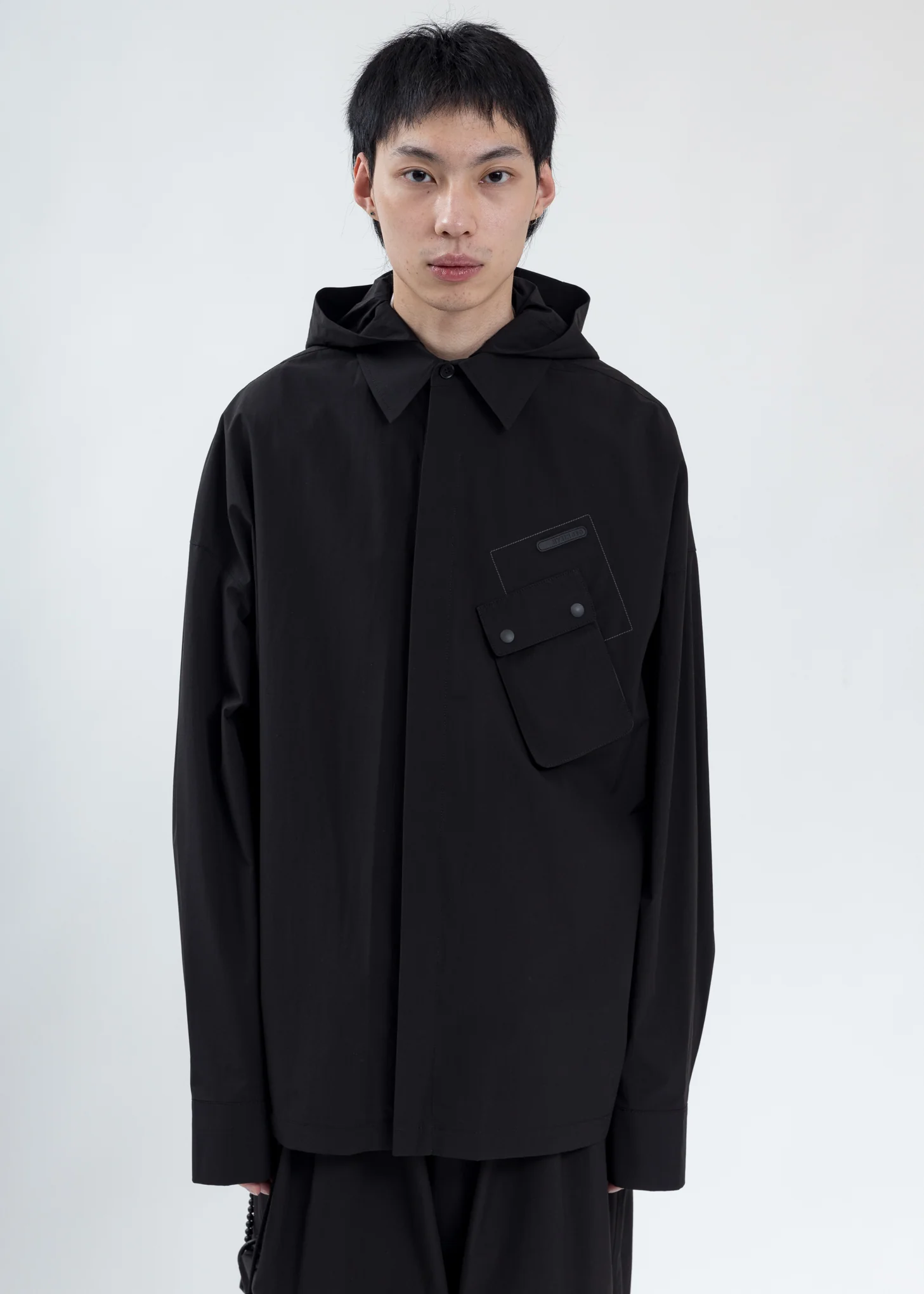 Black Hooded Shirt