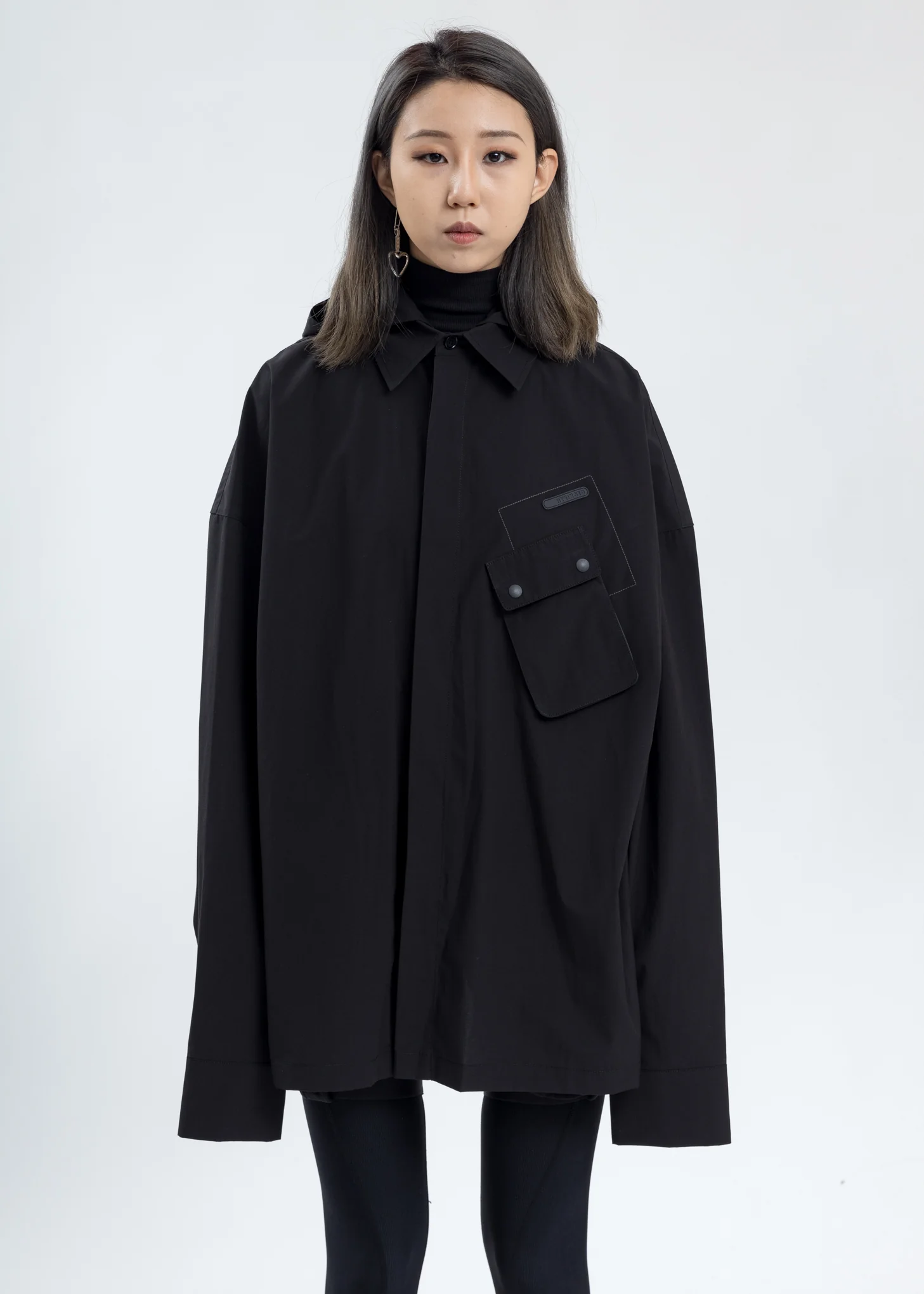 Black Hooded Shirt