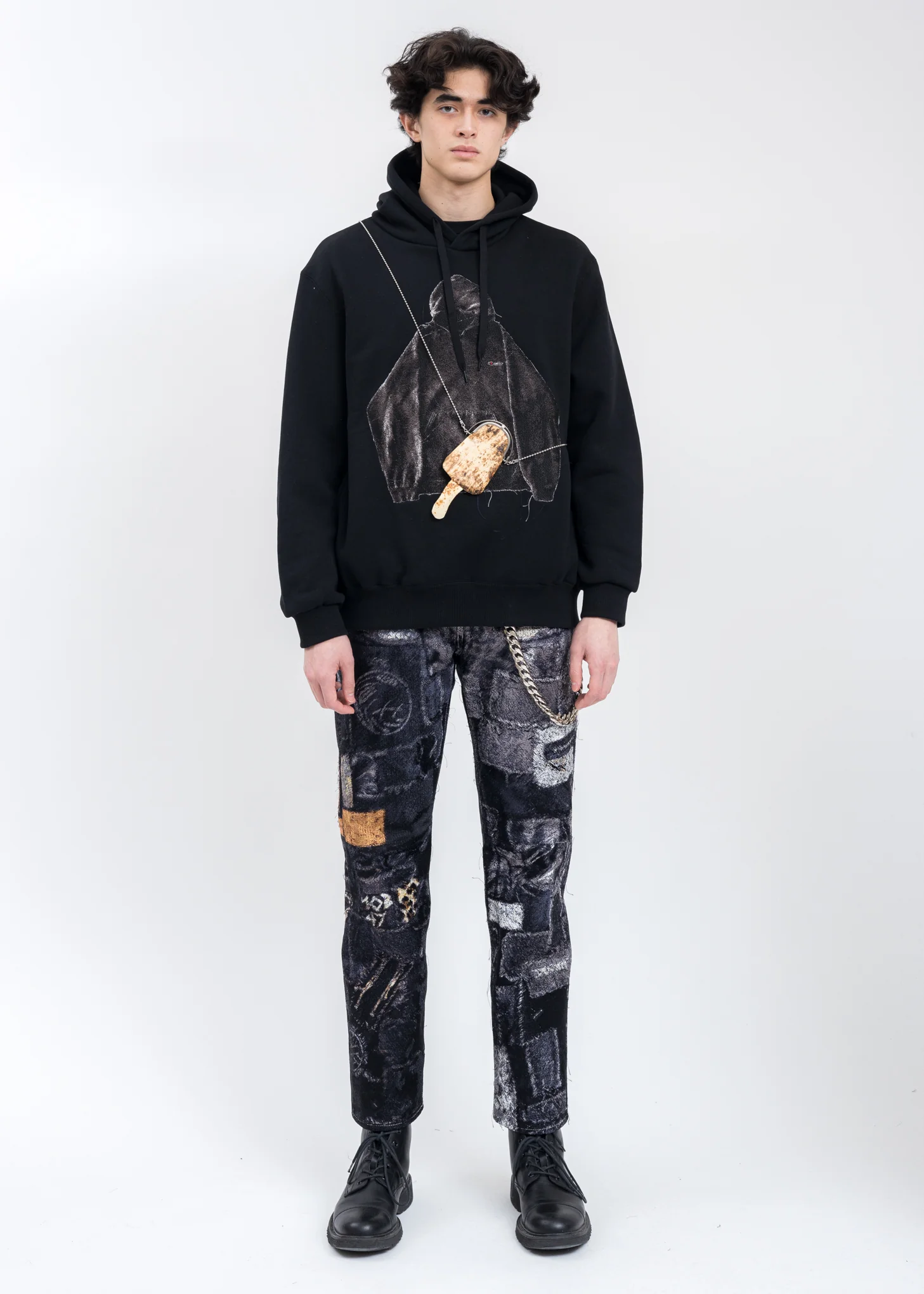 Black “HOODIE” PHOTO STITCH Hoodie - Image 5