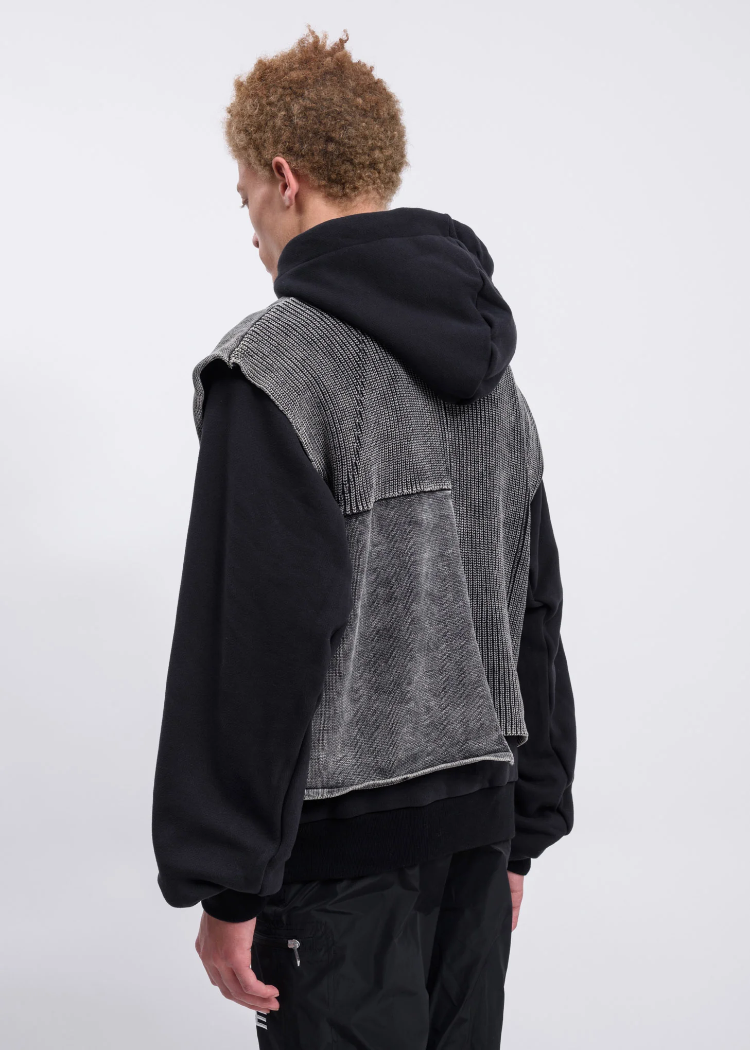 Black Hoodie W. Knitted Vest - Image 2