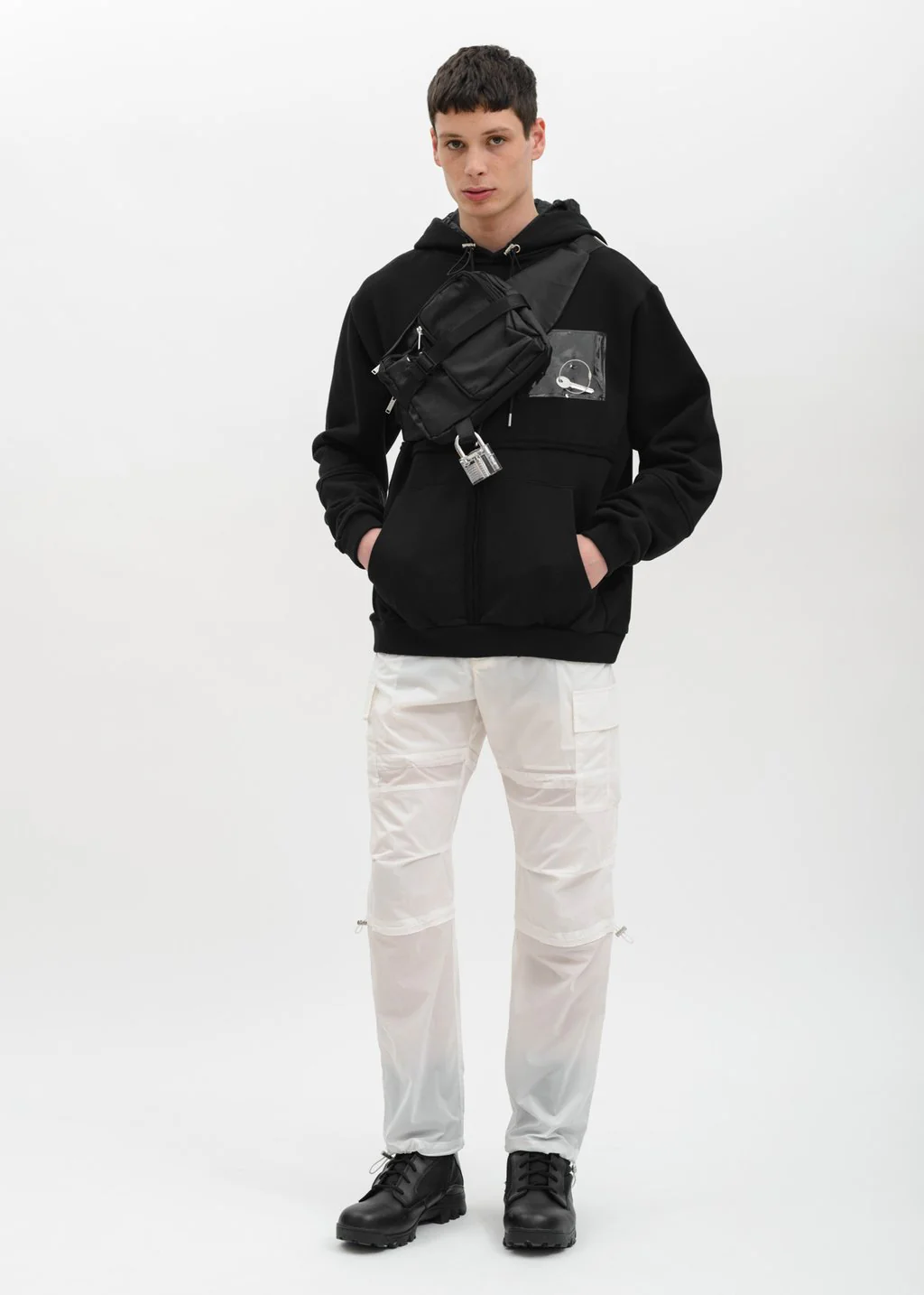 Black Hoodie w/ PVC Details - Image 7