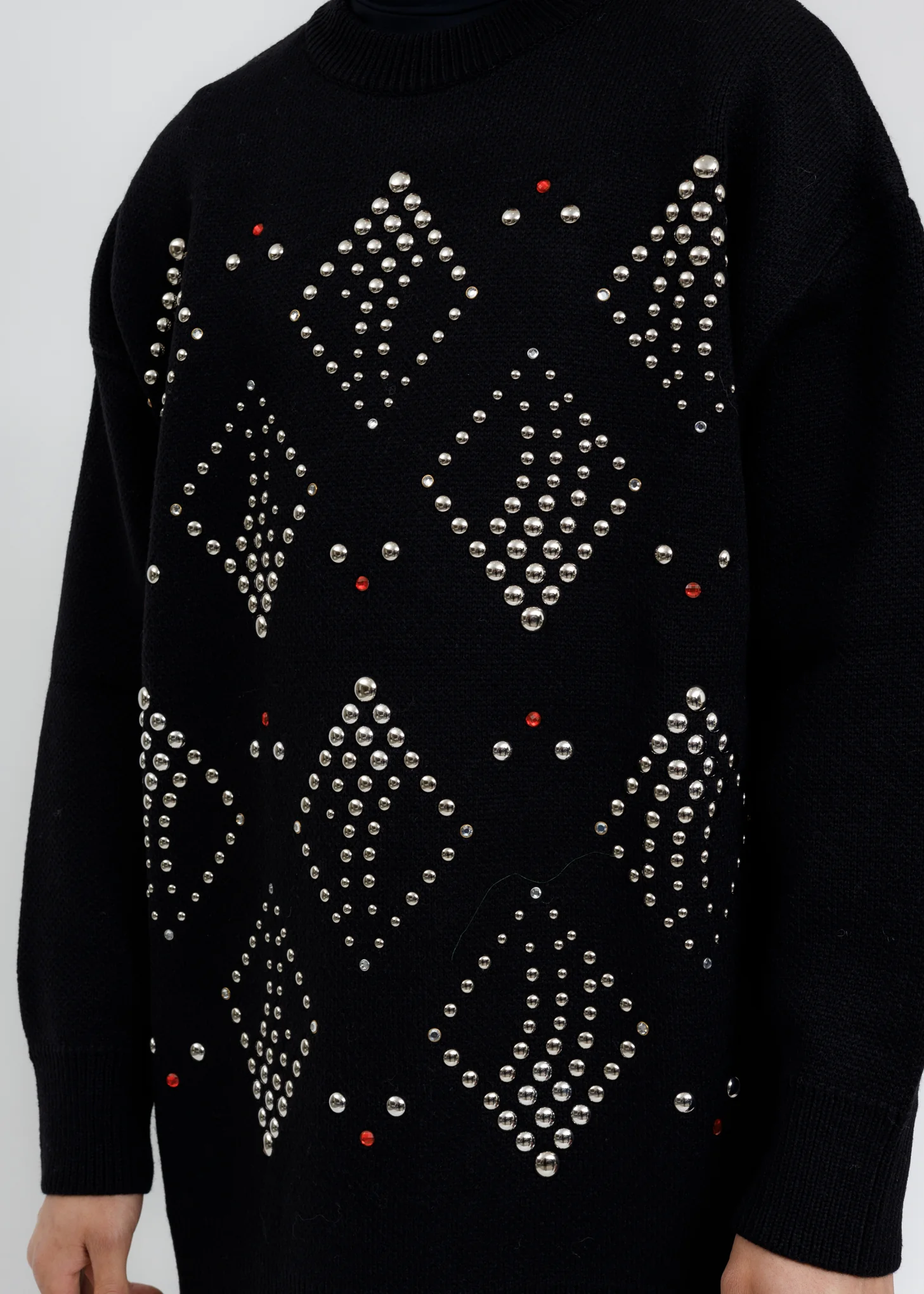Black Hotfix Iron On Oversized Wool Sweatshirt - Image 5