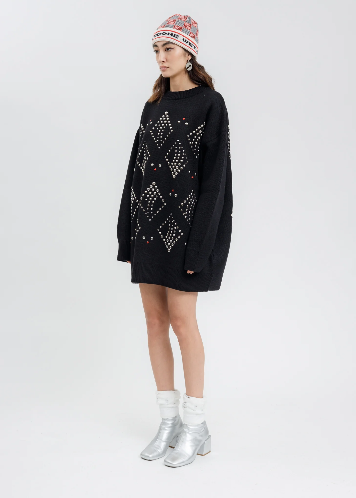 Black Hotfix Iron On Oversized Wool Sweatshirt - Image 3