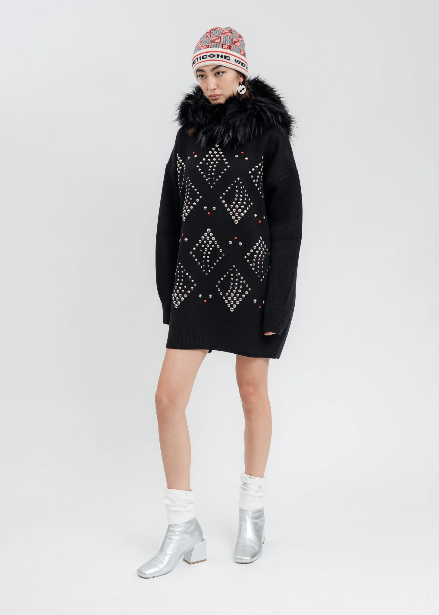 Black Hotfix Iron On Oversized Wool Sweatshirt - Image 5